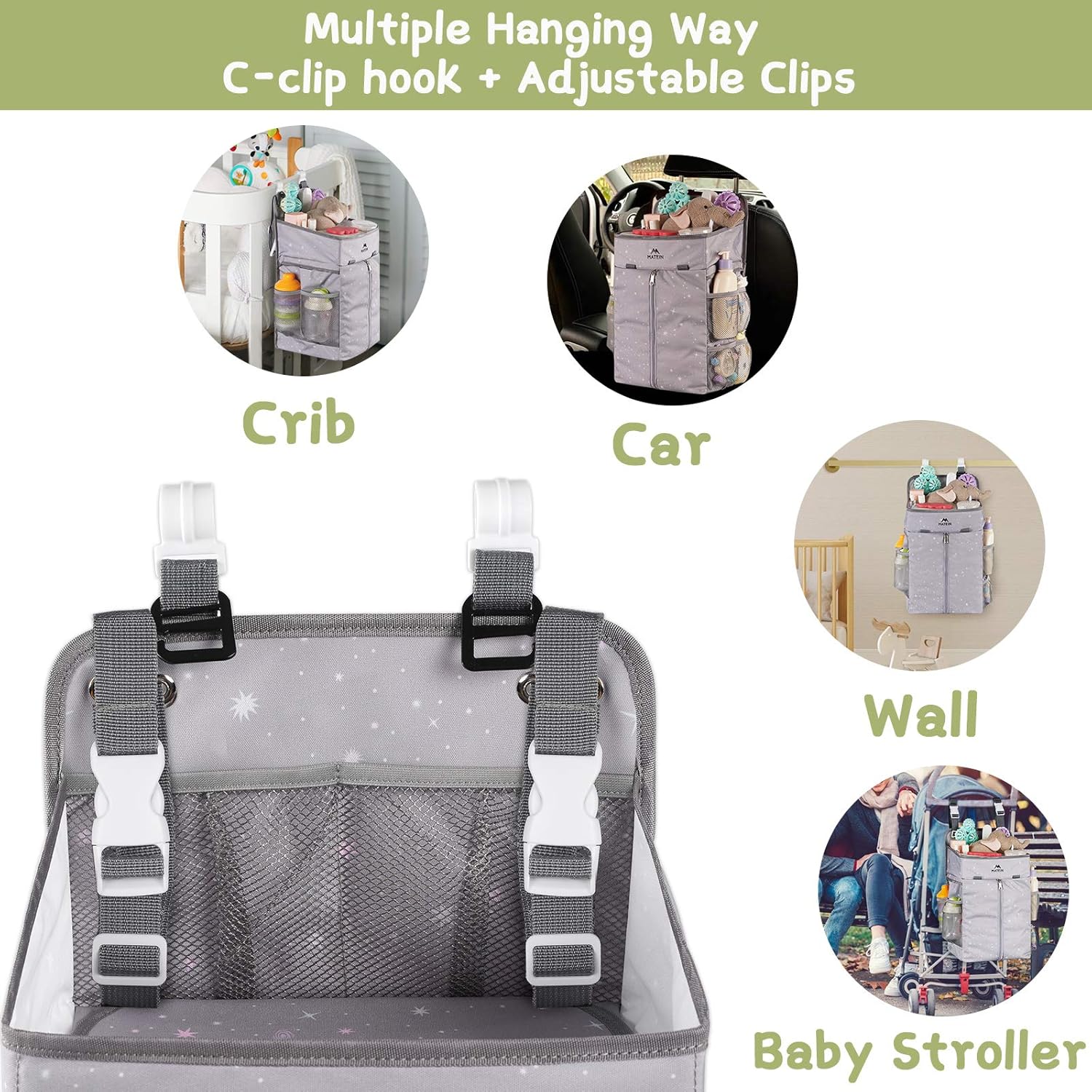 MATEIN Hanging Diaper Caddy - Durable Portable Organized