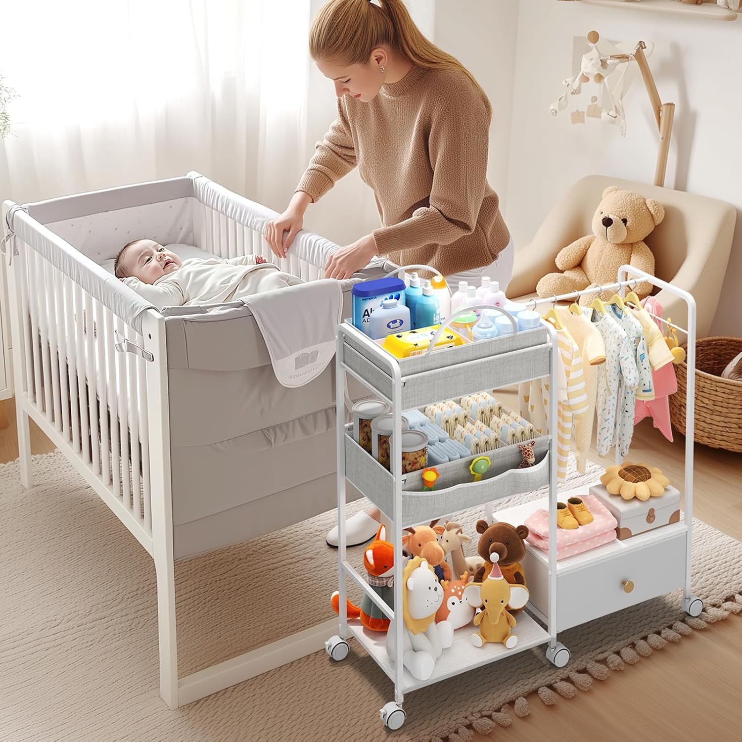 BBLIKE 3in1 Diaper Caddy Organizer with Wheels