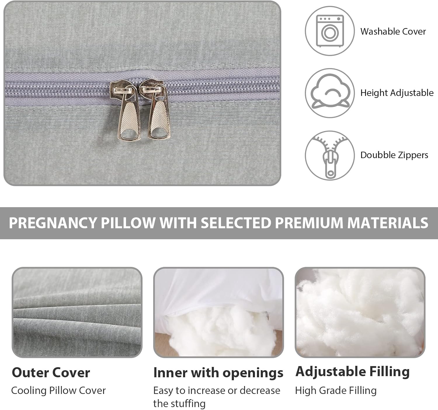 BATTOP Pregnancy Pillow with Cooling Cover