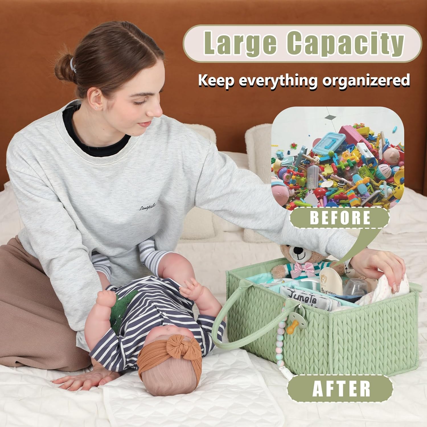 MOMINSIDE Baby Diaper Caddy Organizer with Quilting Design