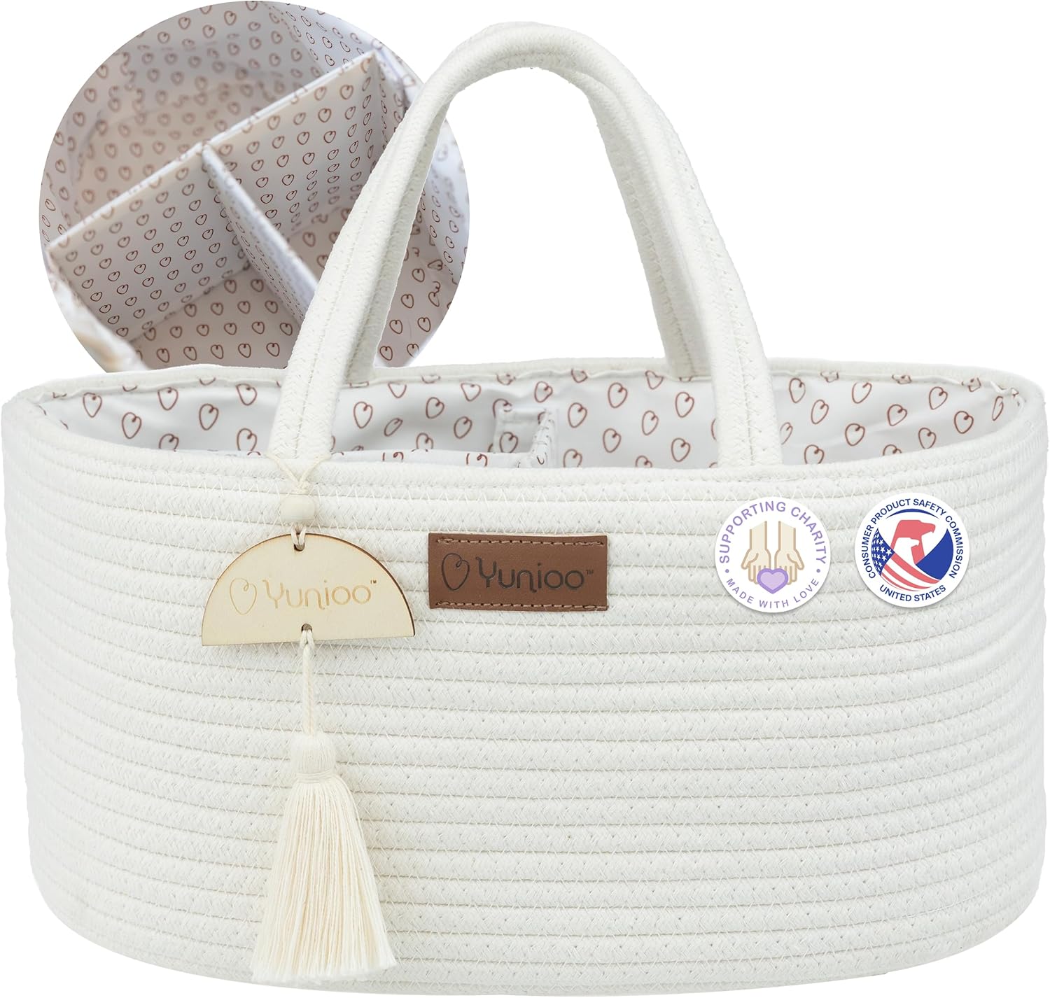 Yunioo Diaper Caddy Organizer Boho Style White 1