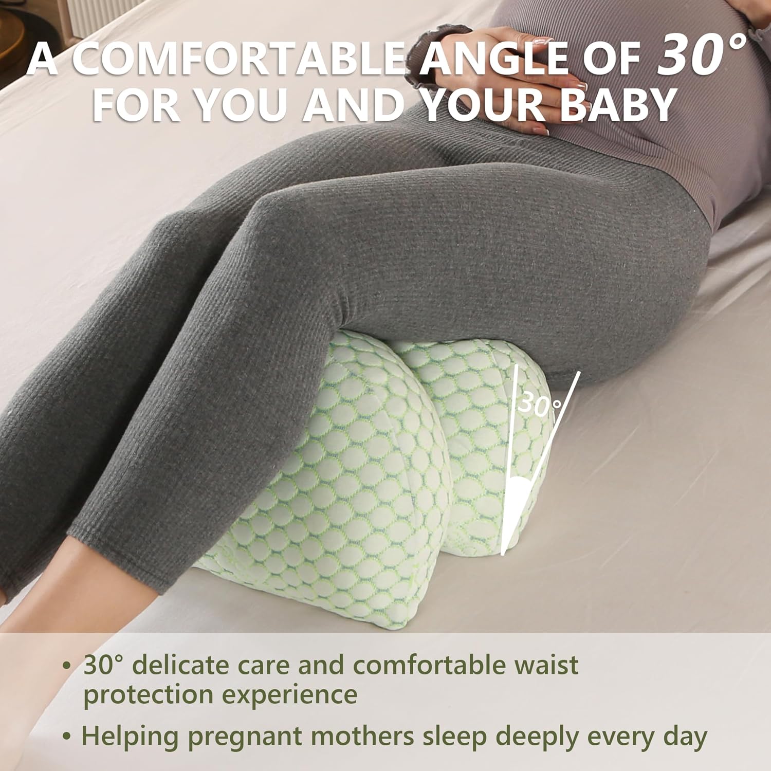WQU Pregnancy Pillow with Adjustable Air Mesh Cover