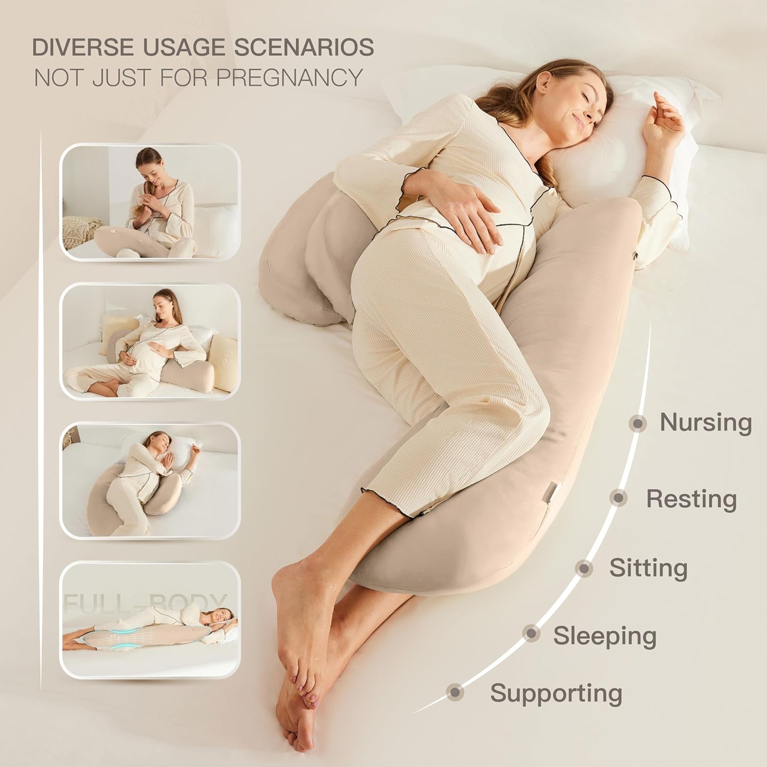COZYREST Pregnancy Pillow with Cooling TENCEL Cover