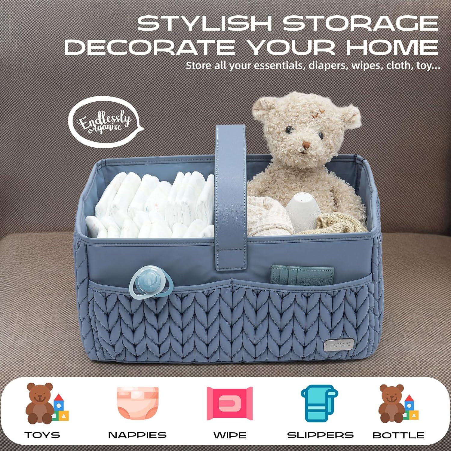 LUKJOJO Luxury Baby Diaper Caddy with Organizer