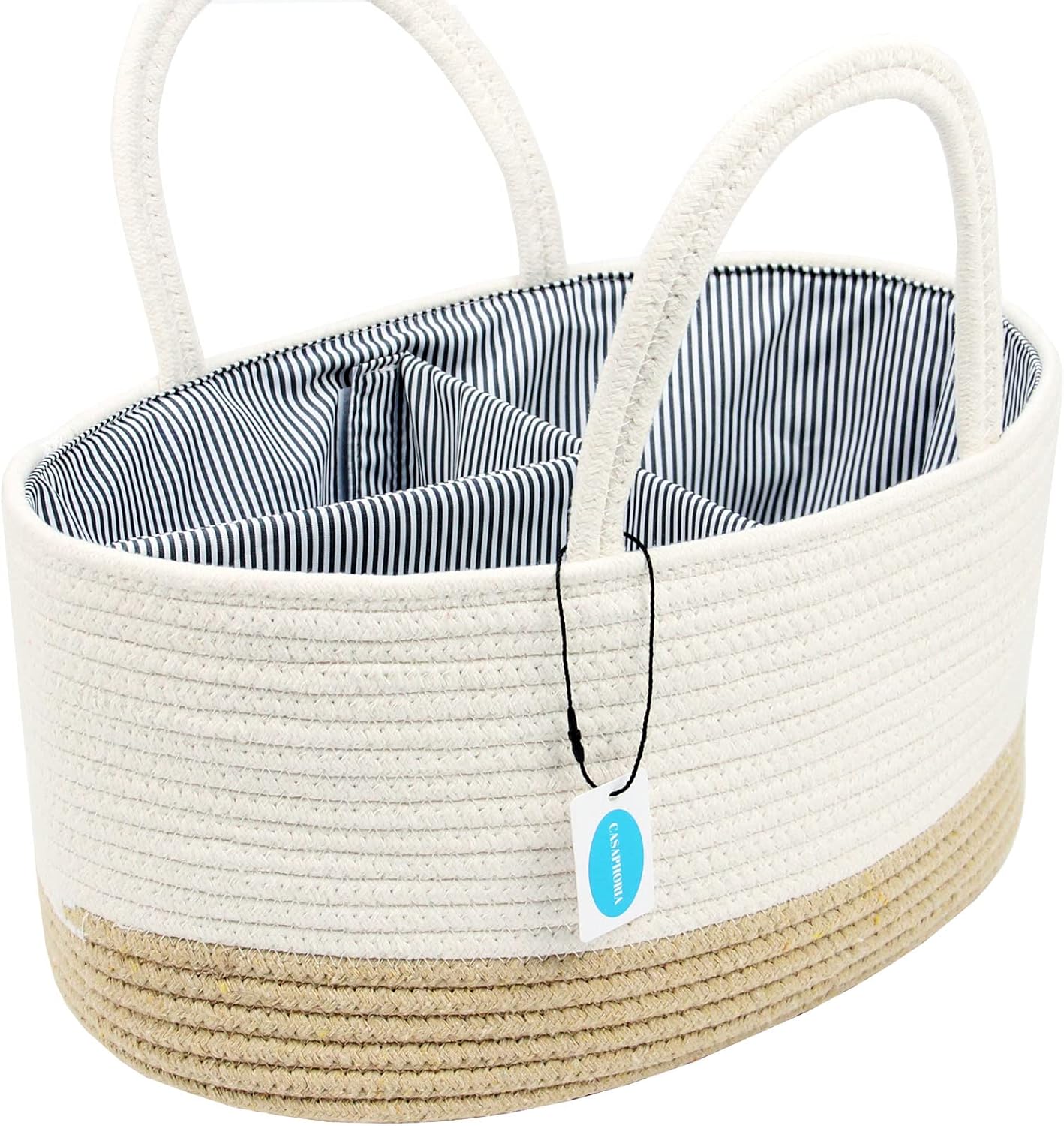 Casaphoria Woven Cotton Rope Caddy with Removable Inserts