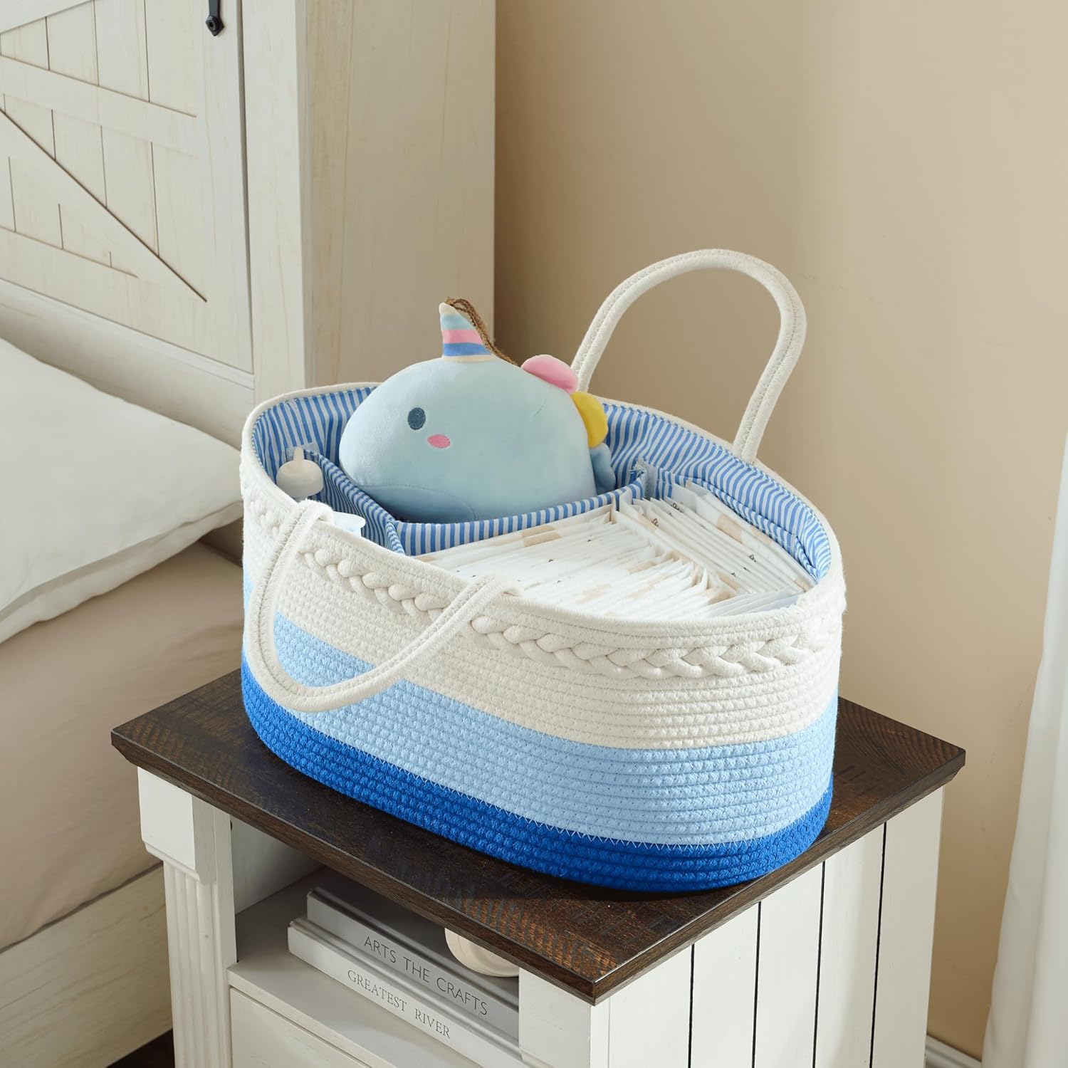 Luxury Little Baby Diaper Caddy Organizer - Blue 1