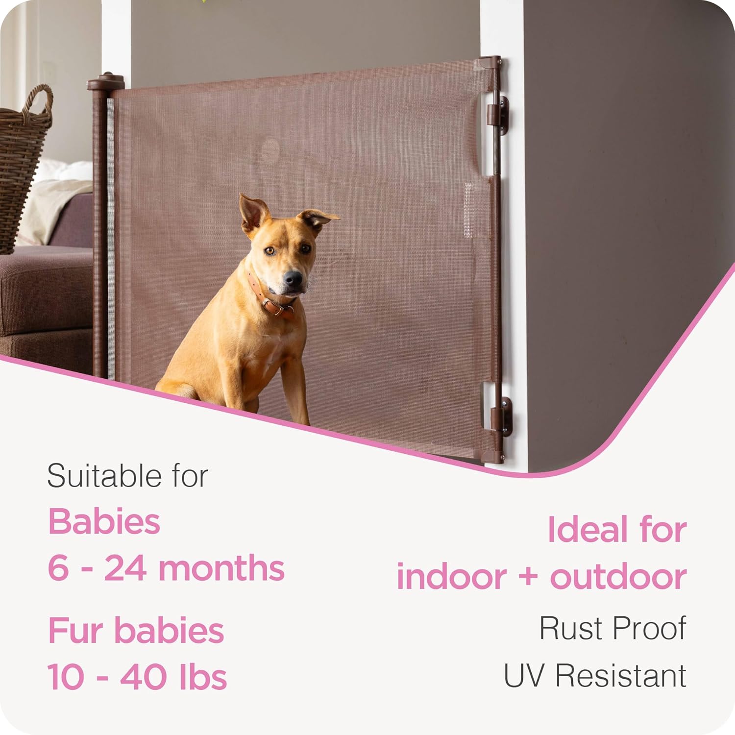 Perma Child Safety Retractable Baby Gate 33 x 71 Brown 1