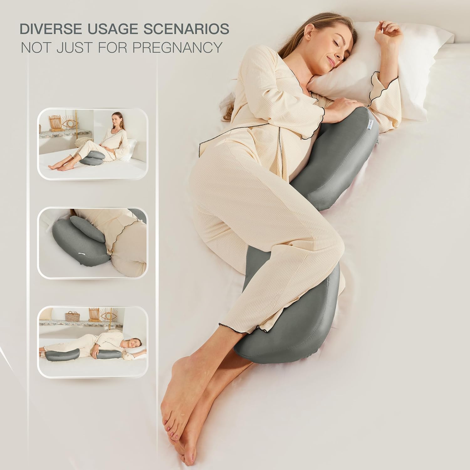 COZYREST Pregnancy Pillow with Cooling TENCEL and Adjustable Support