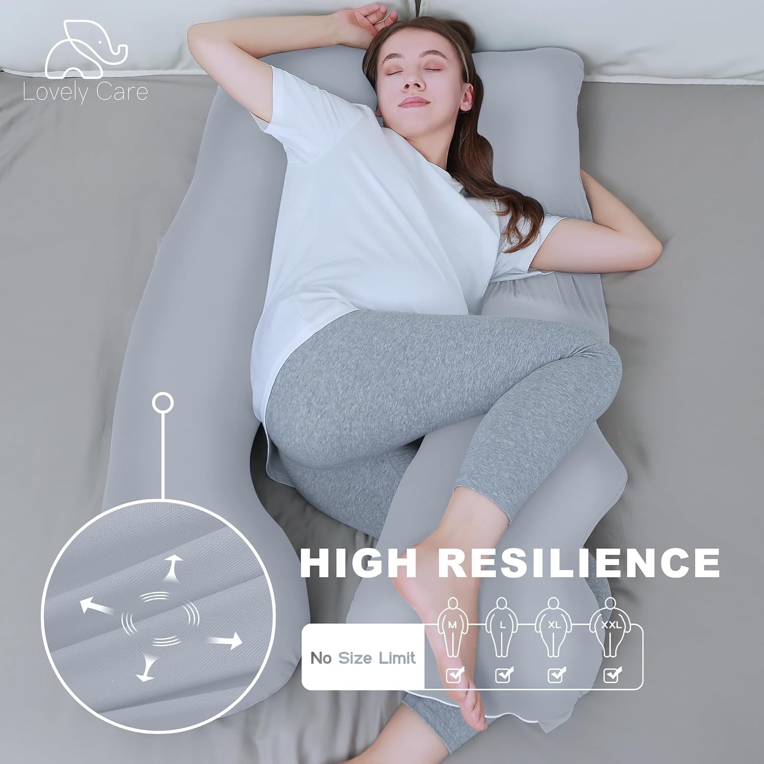 Lovely Care Pregnancy Pillow with Cooling Cover