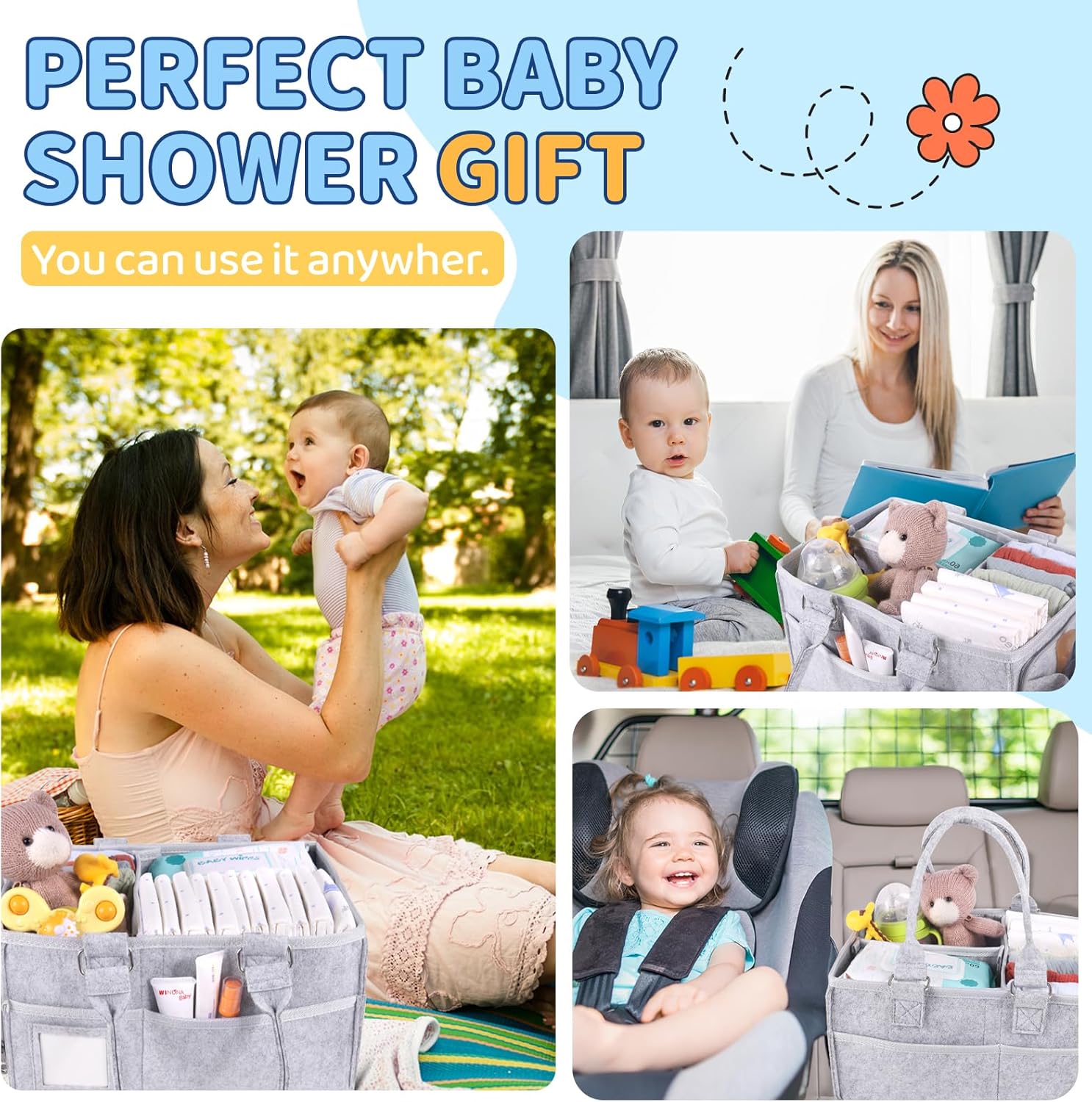 Lainlight Diaper Caddy Organizer with Handle