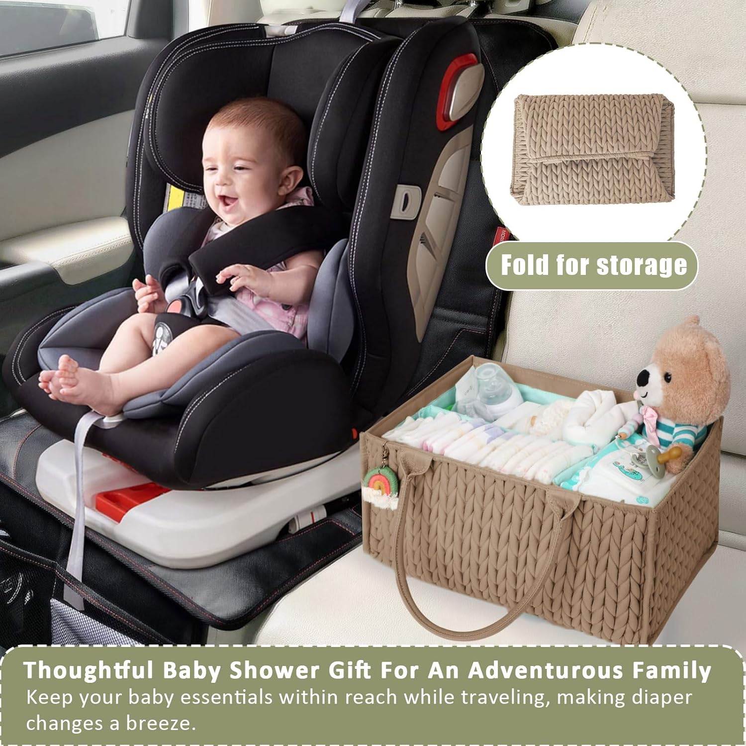 MOMINSIDE Diaper Caddy Organizer - Brown
