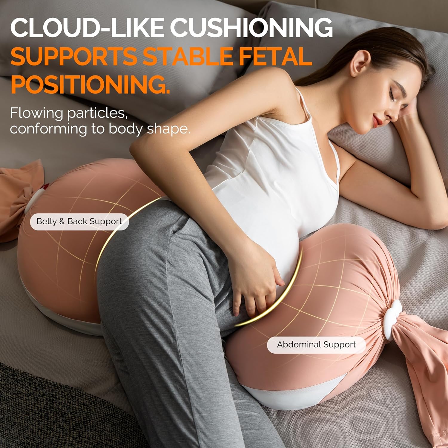Fogkiss Pregnancy Pillow with Adjustable Buttons - Pink