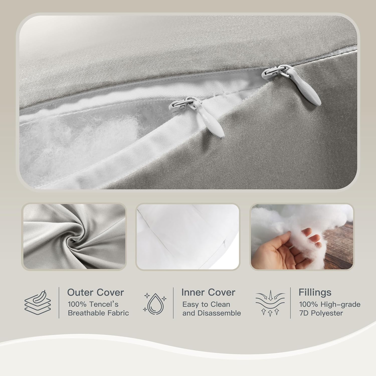 COZYREST Pregnancy Pillow with Cooling TENCEL and Adjustable Shape
