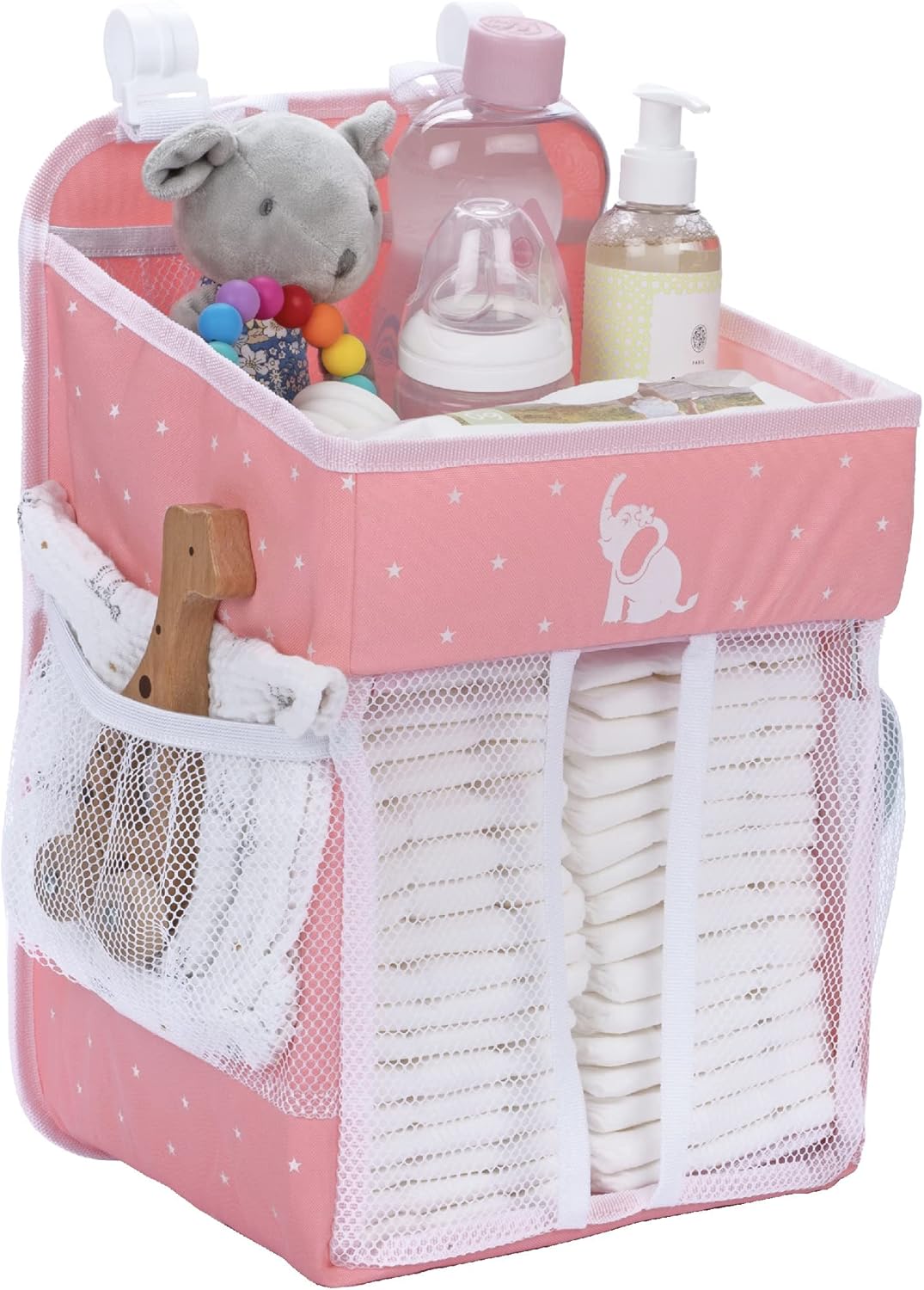 Cradle Star Hanging Diaper Caddy Organizer - 50 Diapers - Pink 17x9x9