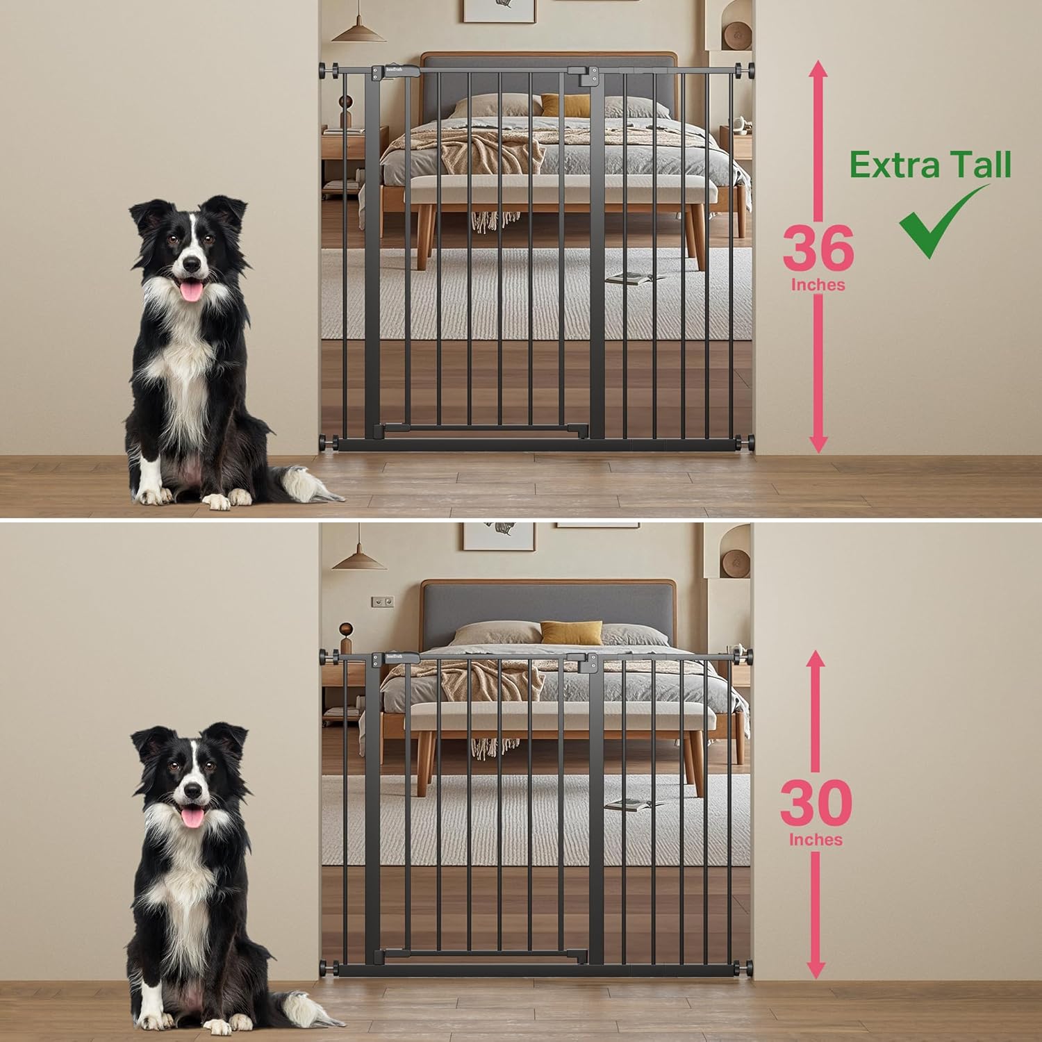 InnoTruth 36 Baby Gate for Stairs and Doorways Dual Lock Black