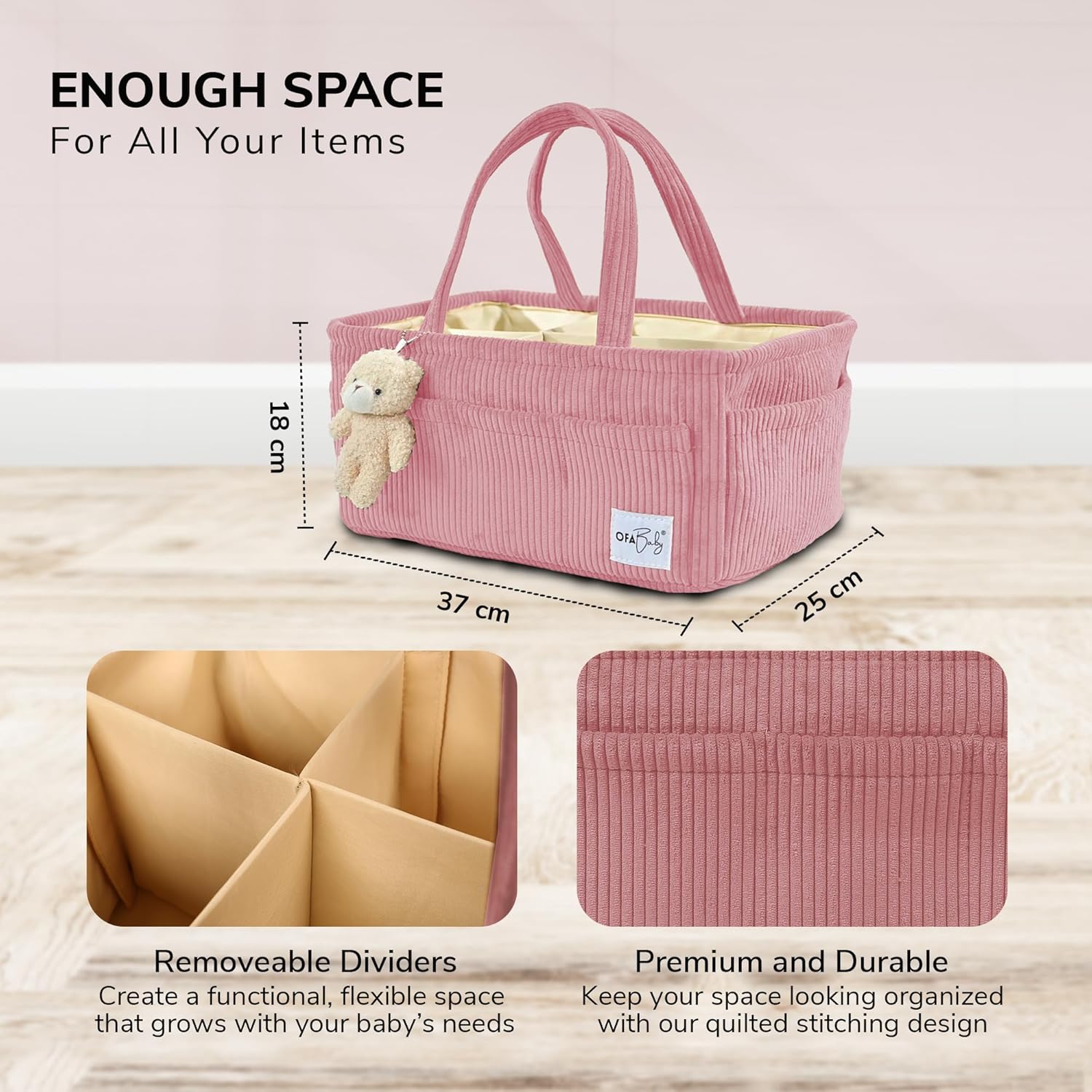 OfaBaby Diaper Caddy Organizer - Pink 1
