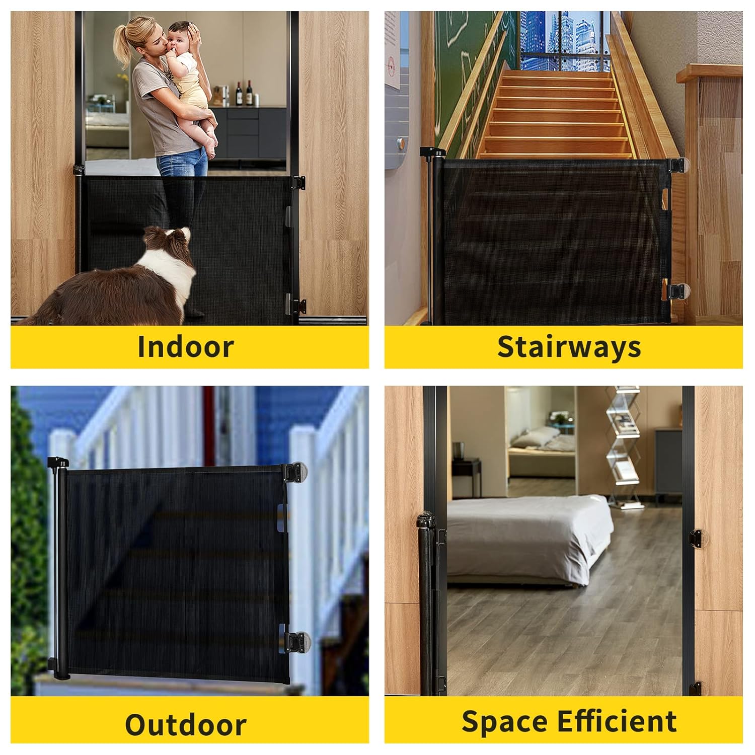 DEAR LOV Retractable Baby Gate - 33 Tall 55 Wide Black