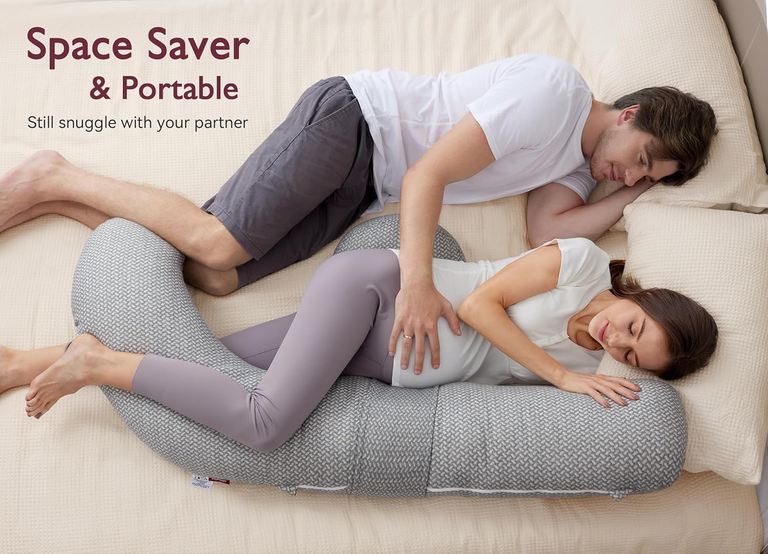 Momcozy Pregnancy Pillow with Air Layer Cover Grey