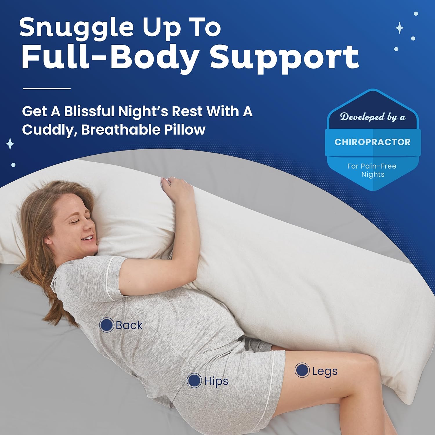Snuggle-Pedic Body Pillow for Adults - Cozy Supportive Pregnancy Pillow