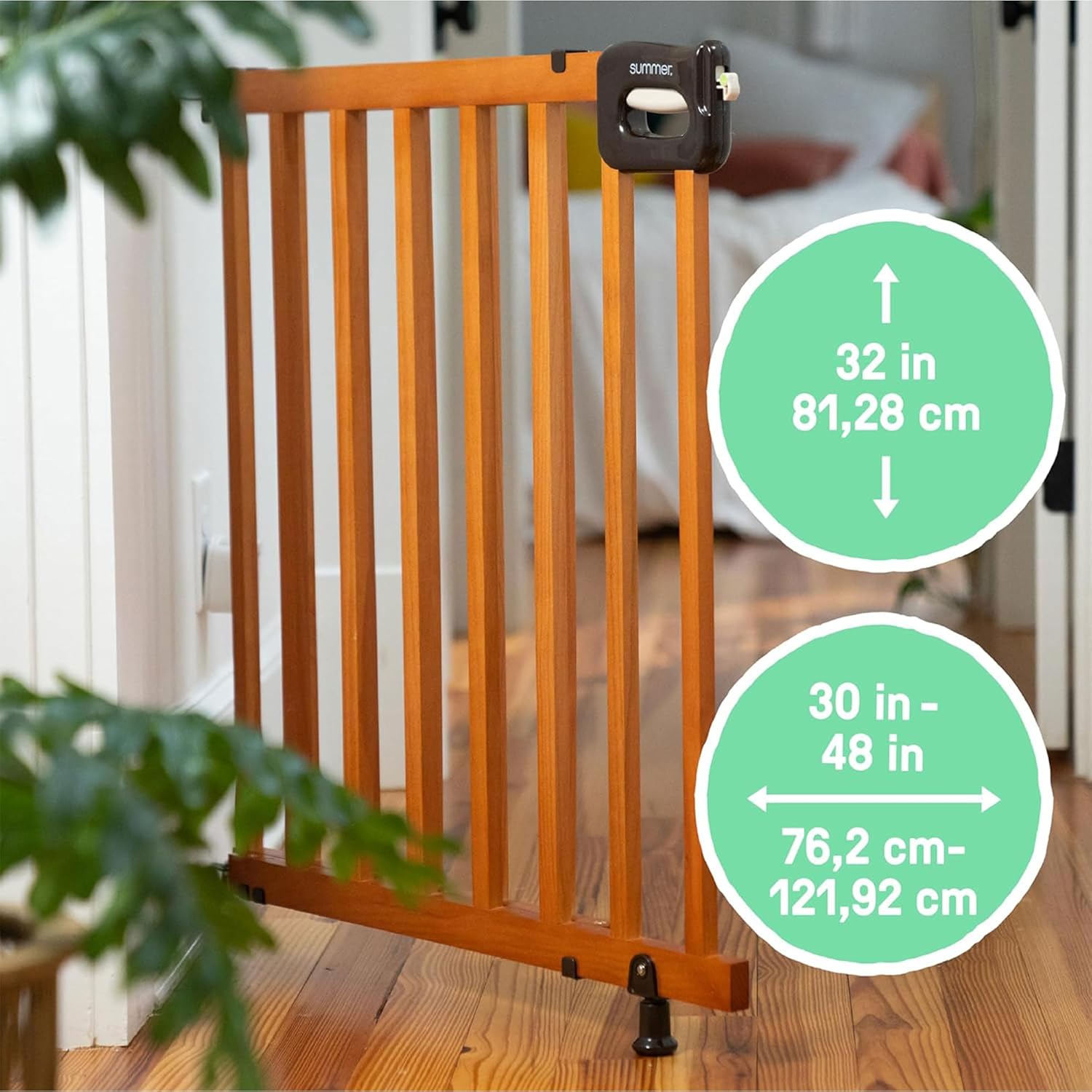 Summer Wood Banister and Baby Gate with Auto Close 30-48 Wide