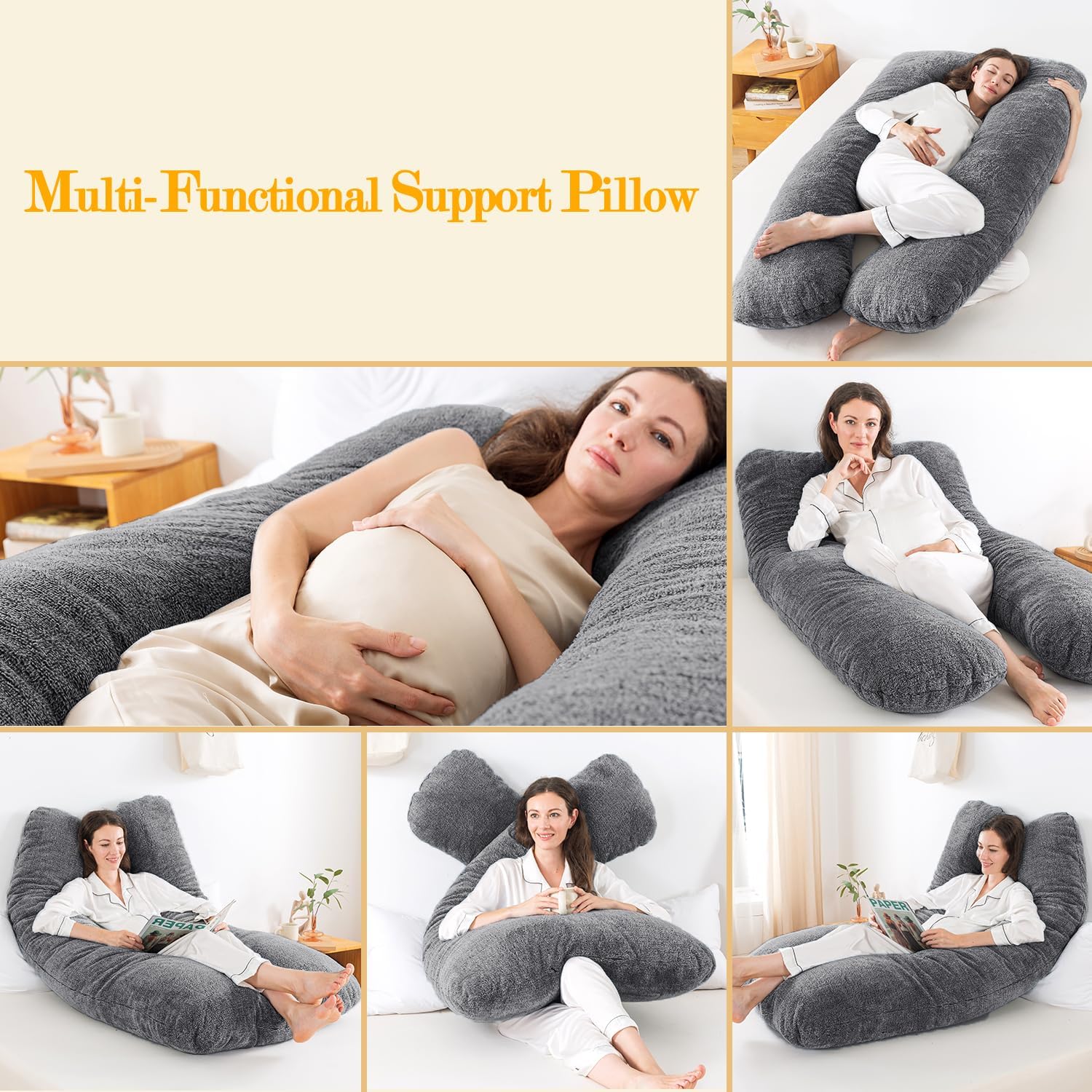 WhatsBedding U-Shaped Pregnancy Pillow for Comfort and Support
