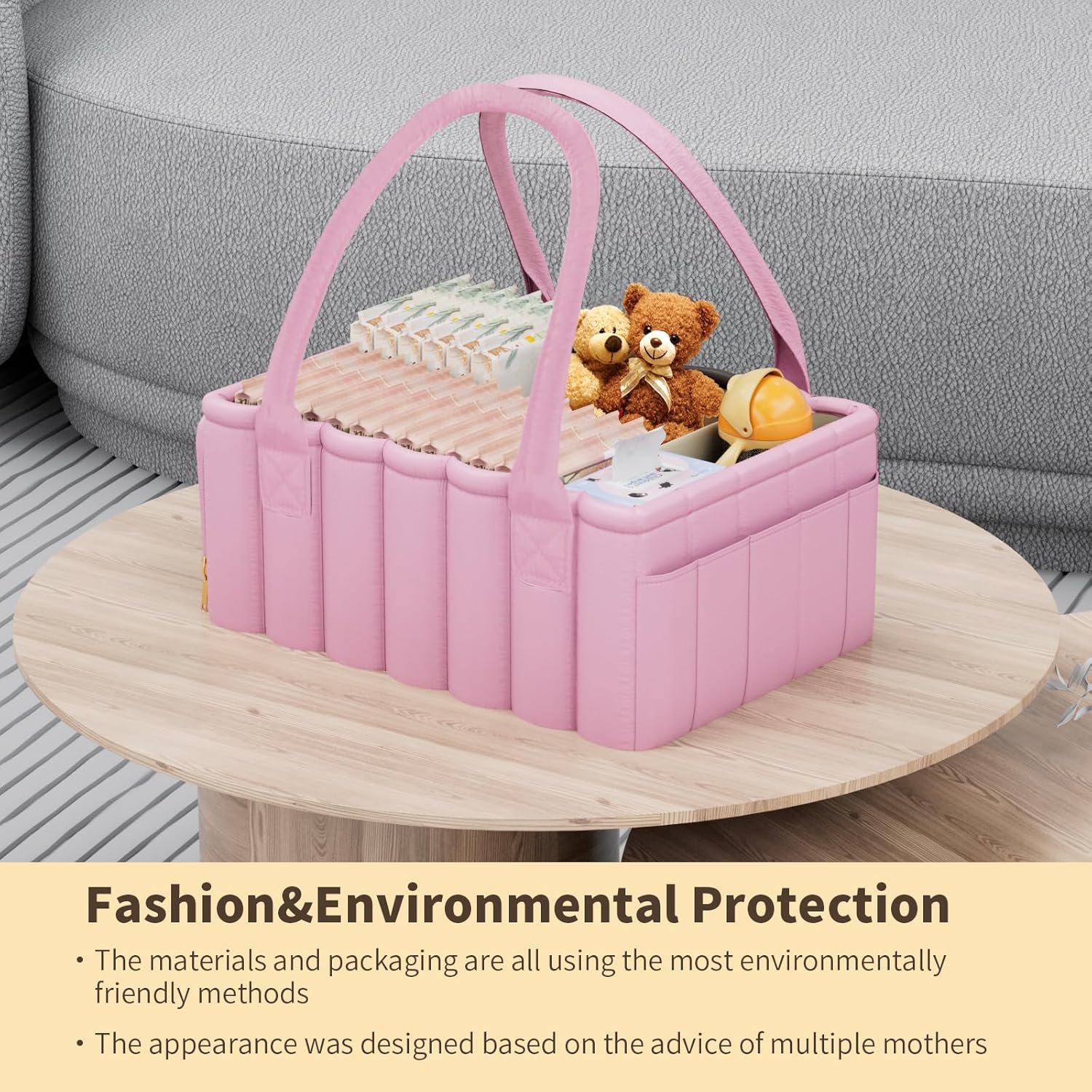 Clever Pink Baby Diaper Caddy Organizer Storage Basket