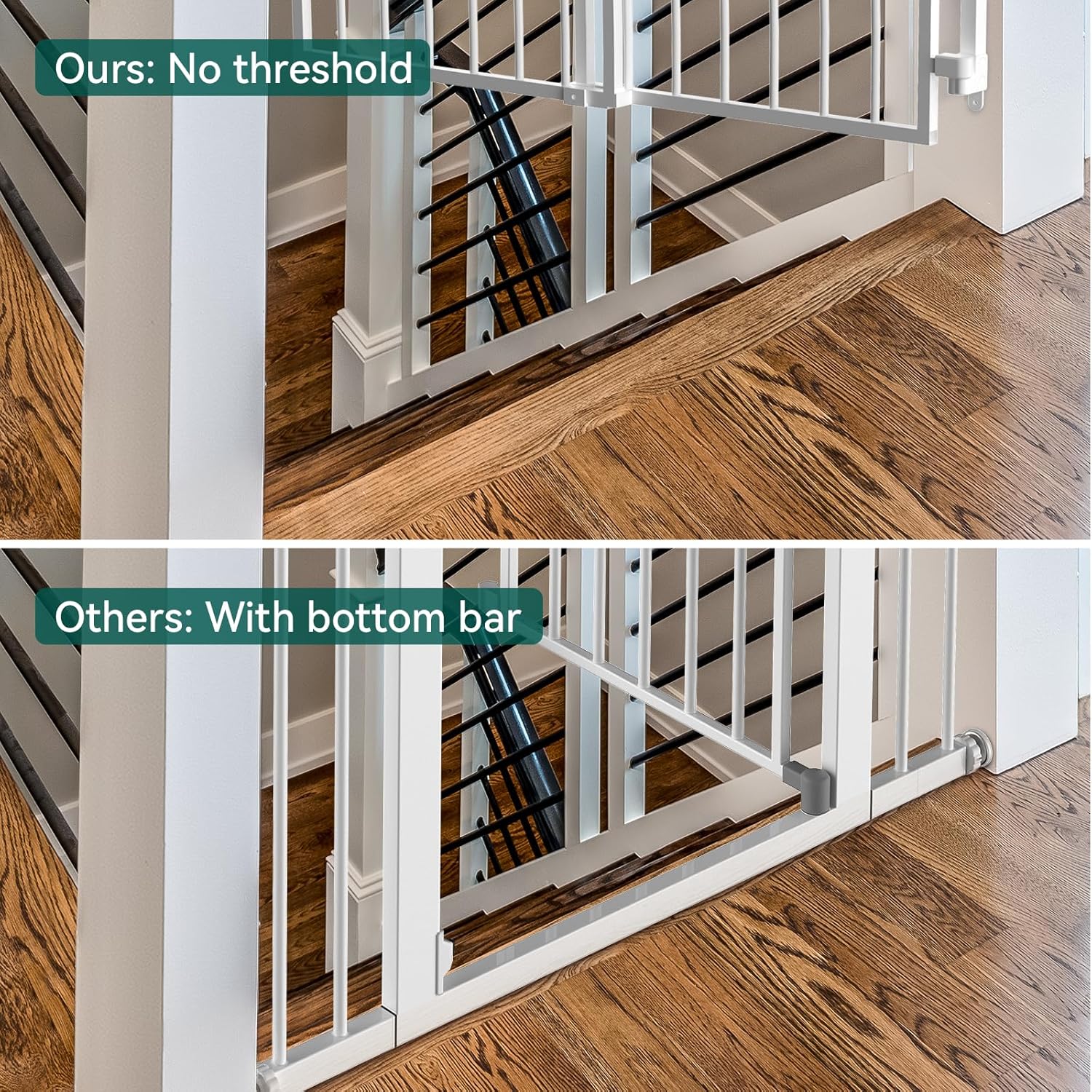 Babelio 297-465 Stair Gate with Auto Close and No Bottom Bar White