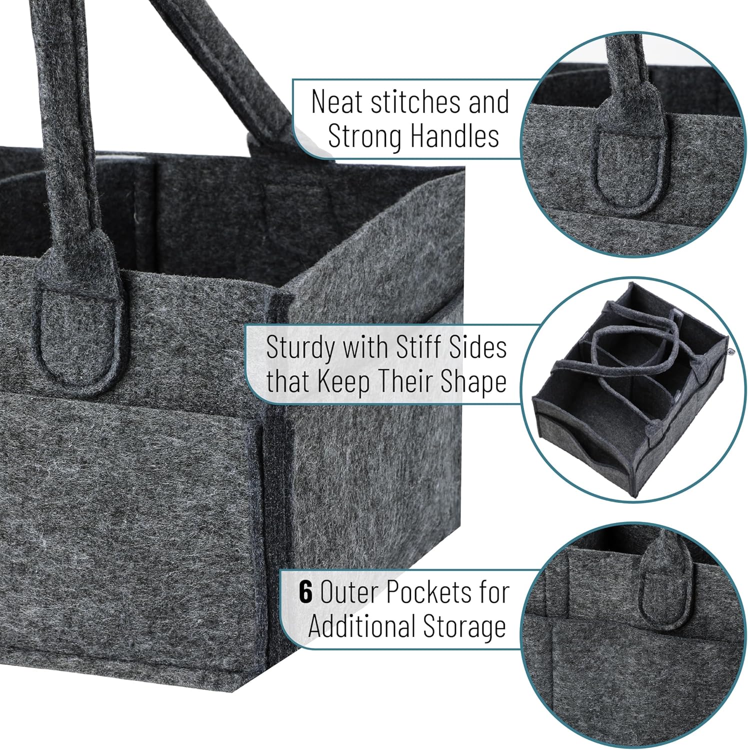Mr Pen Baby Diaper Caddy Organizer - Charcoal Gray