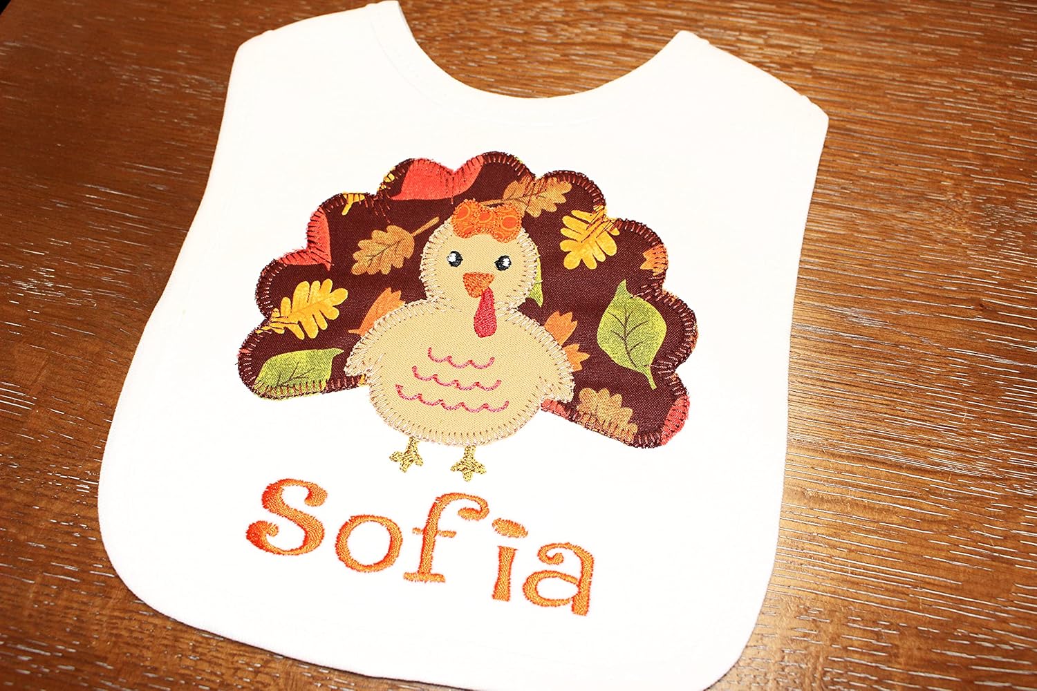 Thanksgiving Baby Girl Bib with Custom Name