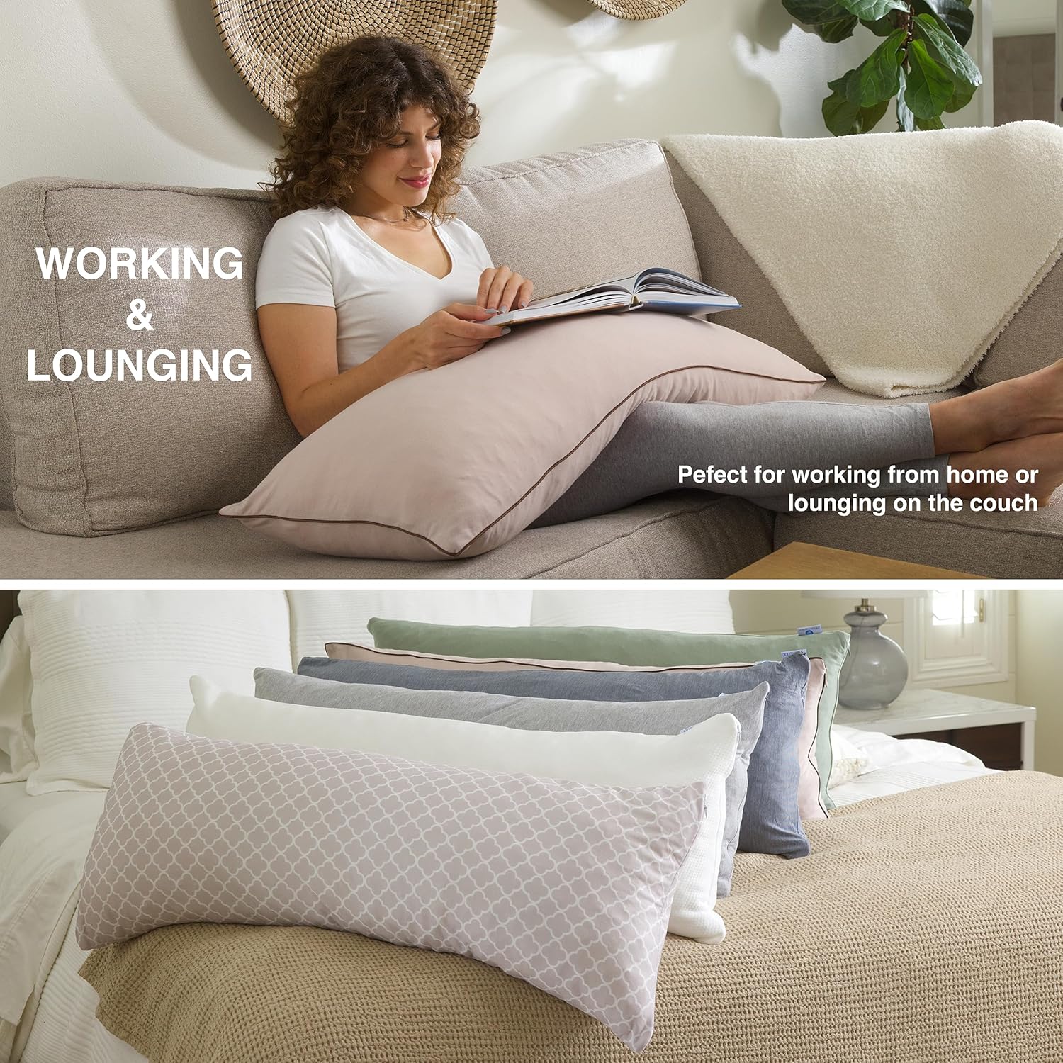 Pharmedoc Body Pillow for Adults with Memory Foam