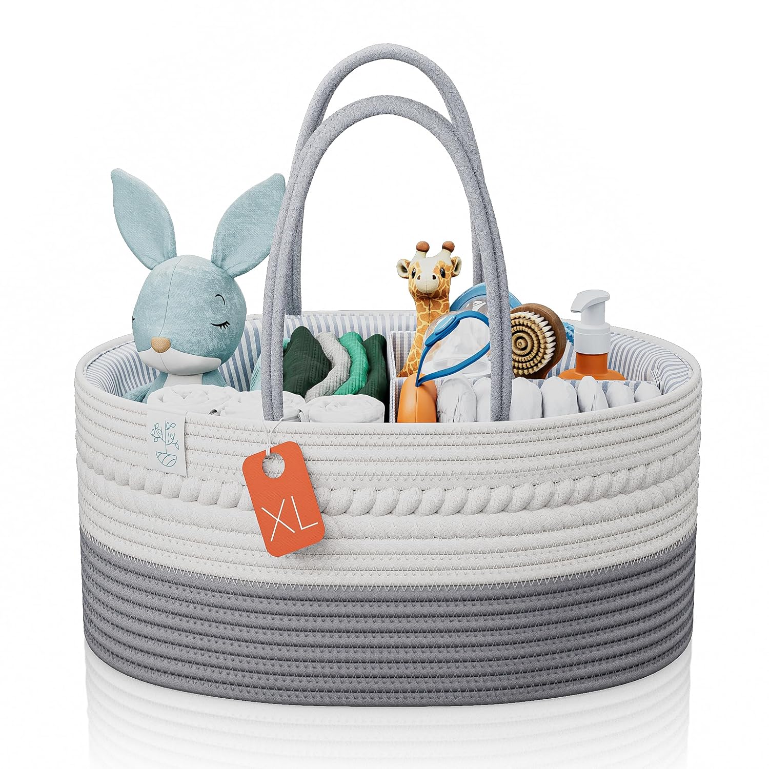 KiddyCare Woven Diaper Caddy Organizer Gray X-Large