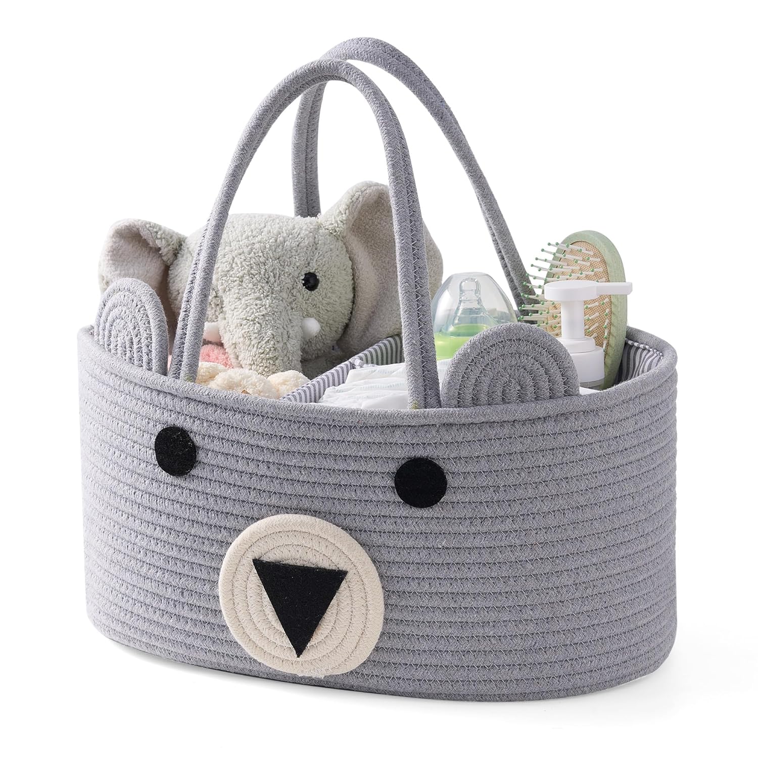 InfiBay Baby Diaper Caddy Organizer Large Bear Cotton Rope