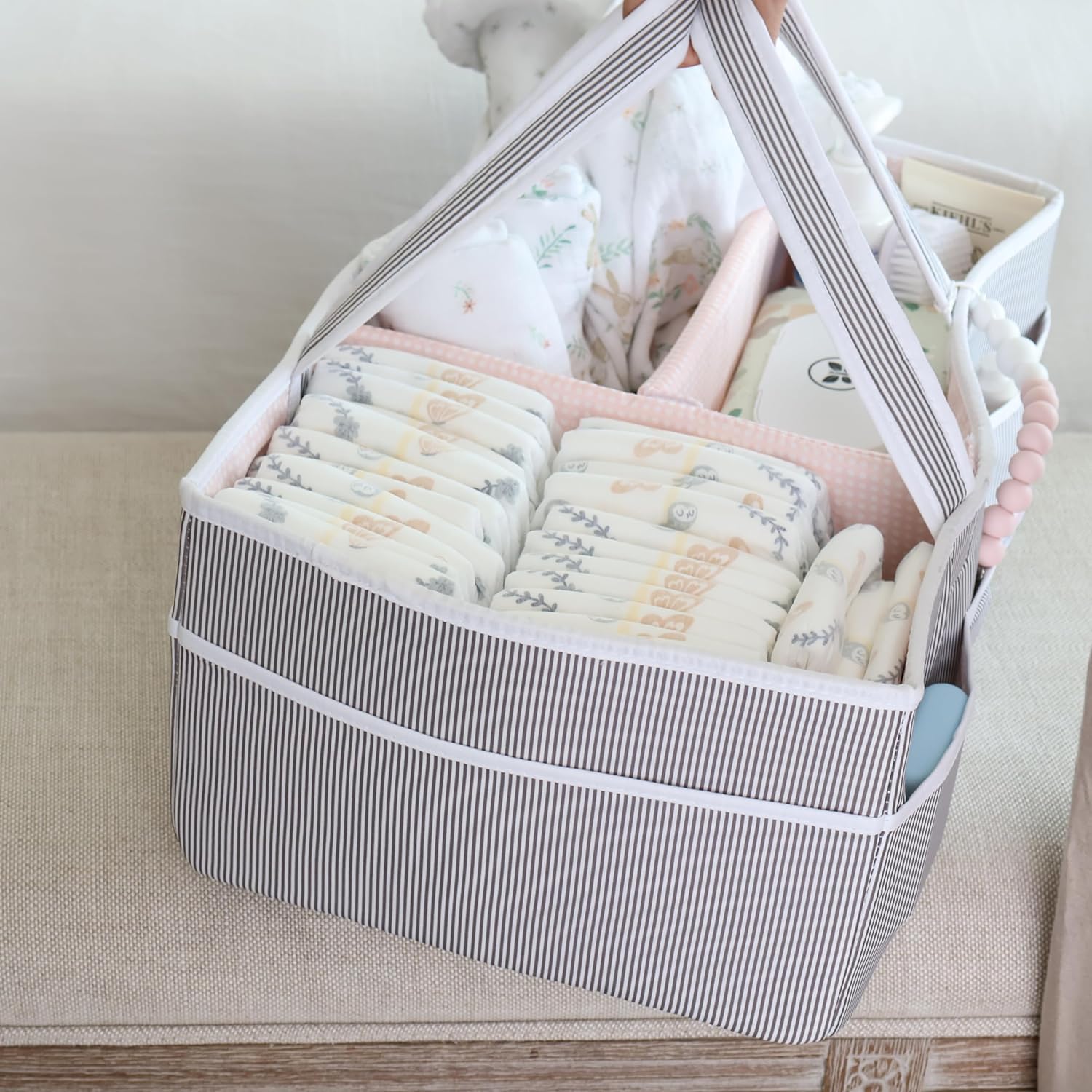 Lily Miles Extra Large Diaper Caddy Organizer - Boys and Girls Gift