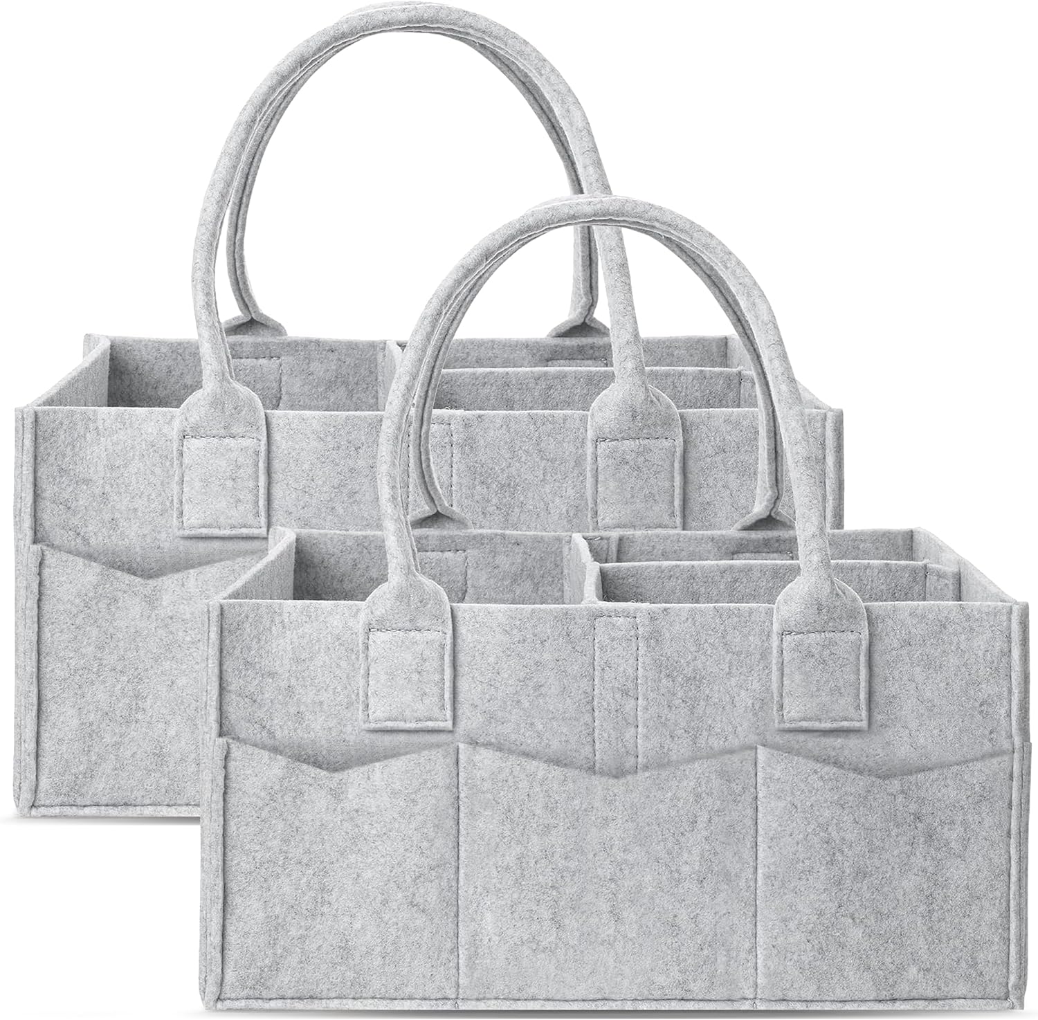Cute Castle 2 Pack Diaper Caddy Organizer - Portable Grey Large