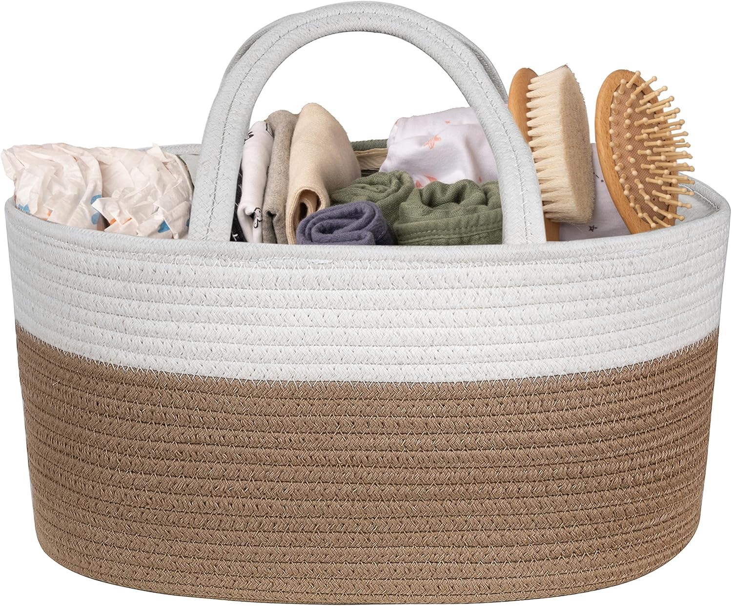 Natemia Premium Diaper Caddy Organizer Beige Stripe