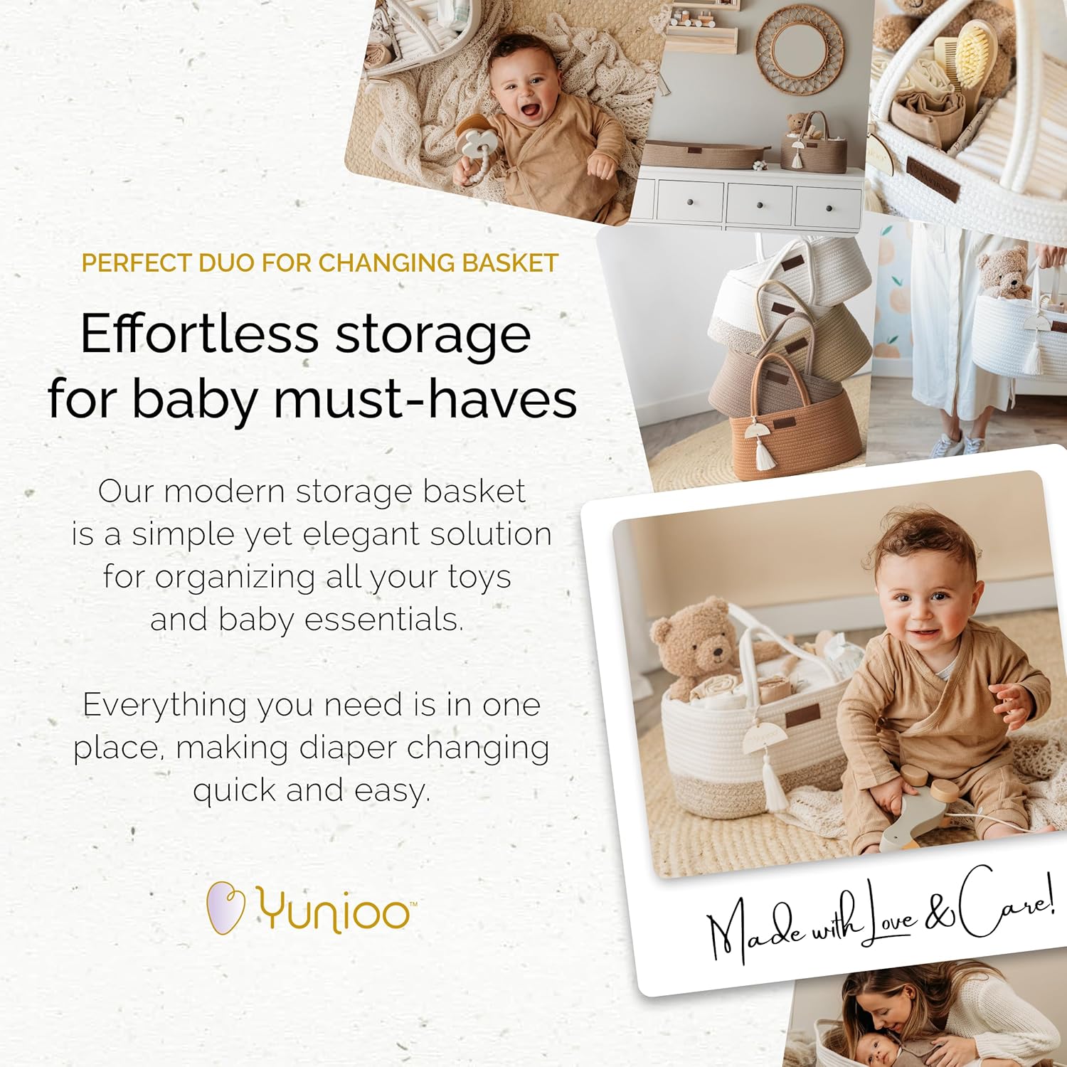Yunioo Diaper Caddy Organizer Boho Style White 1