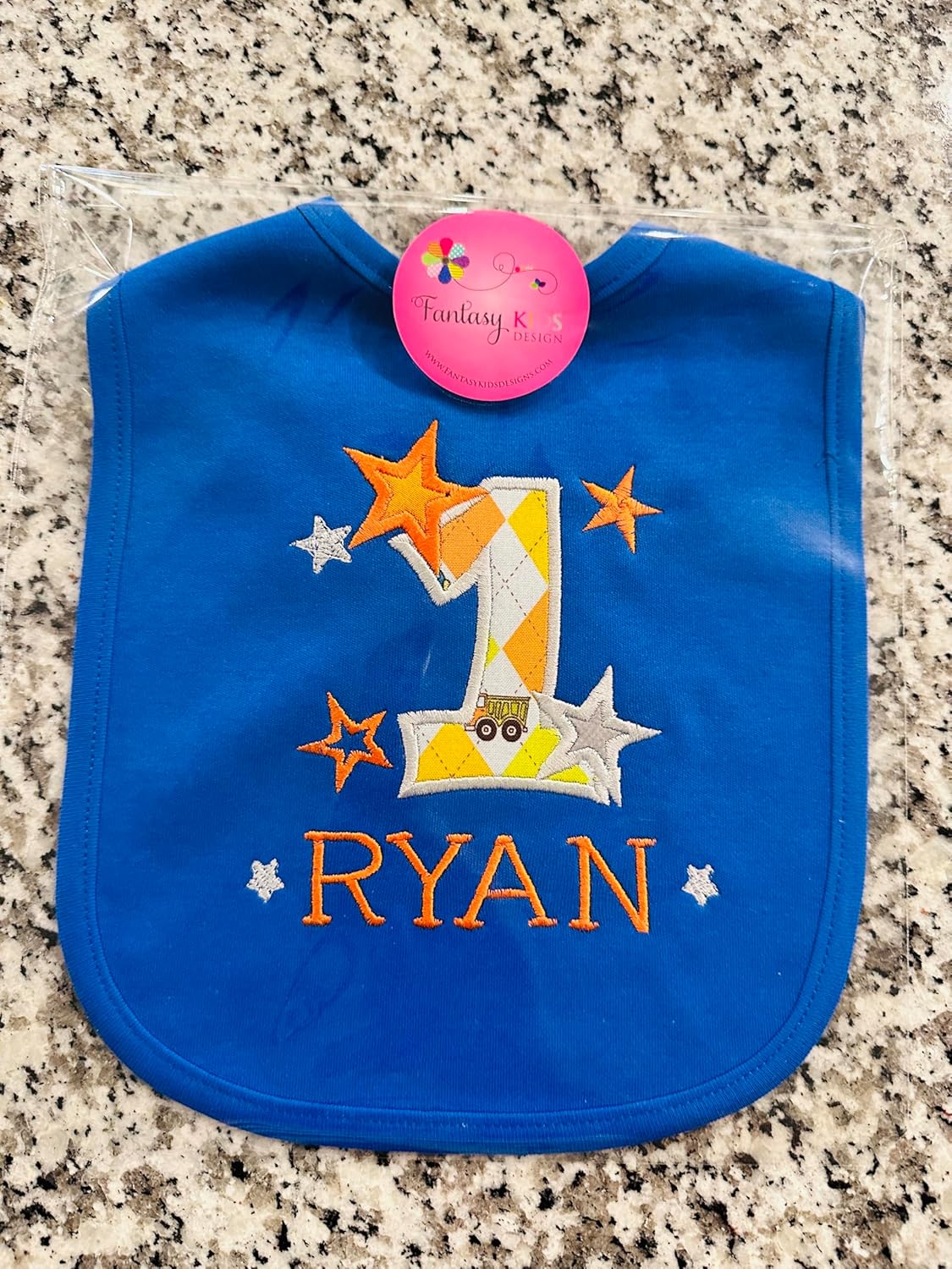 First Birthday Bib for Baby Boy with Personalized Name