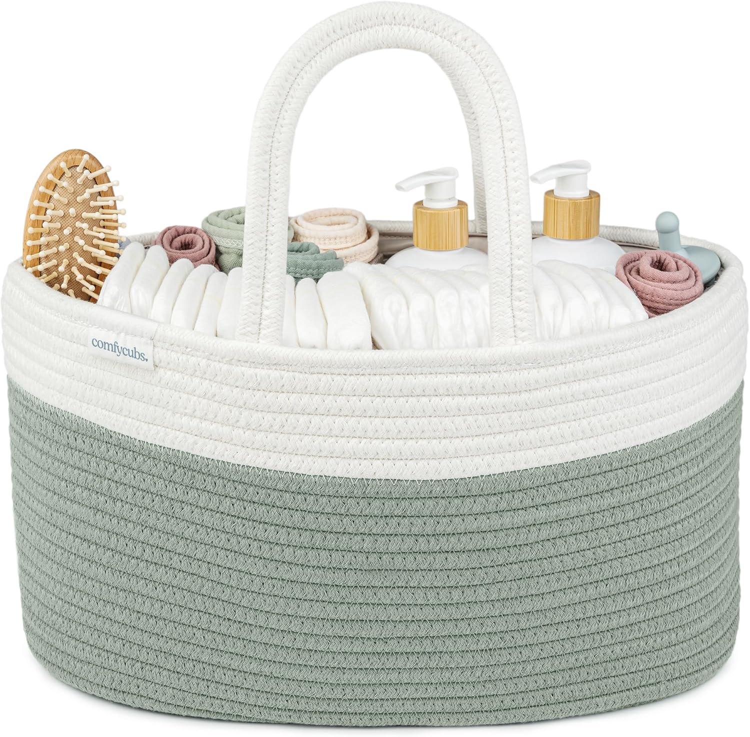 Comfy Cubs Sage Rope Diaper Caddy Organizer