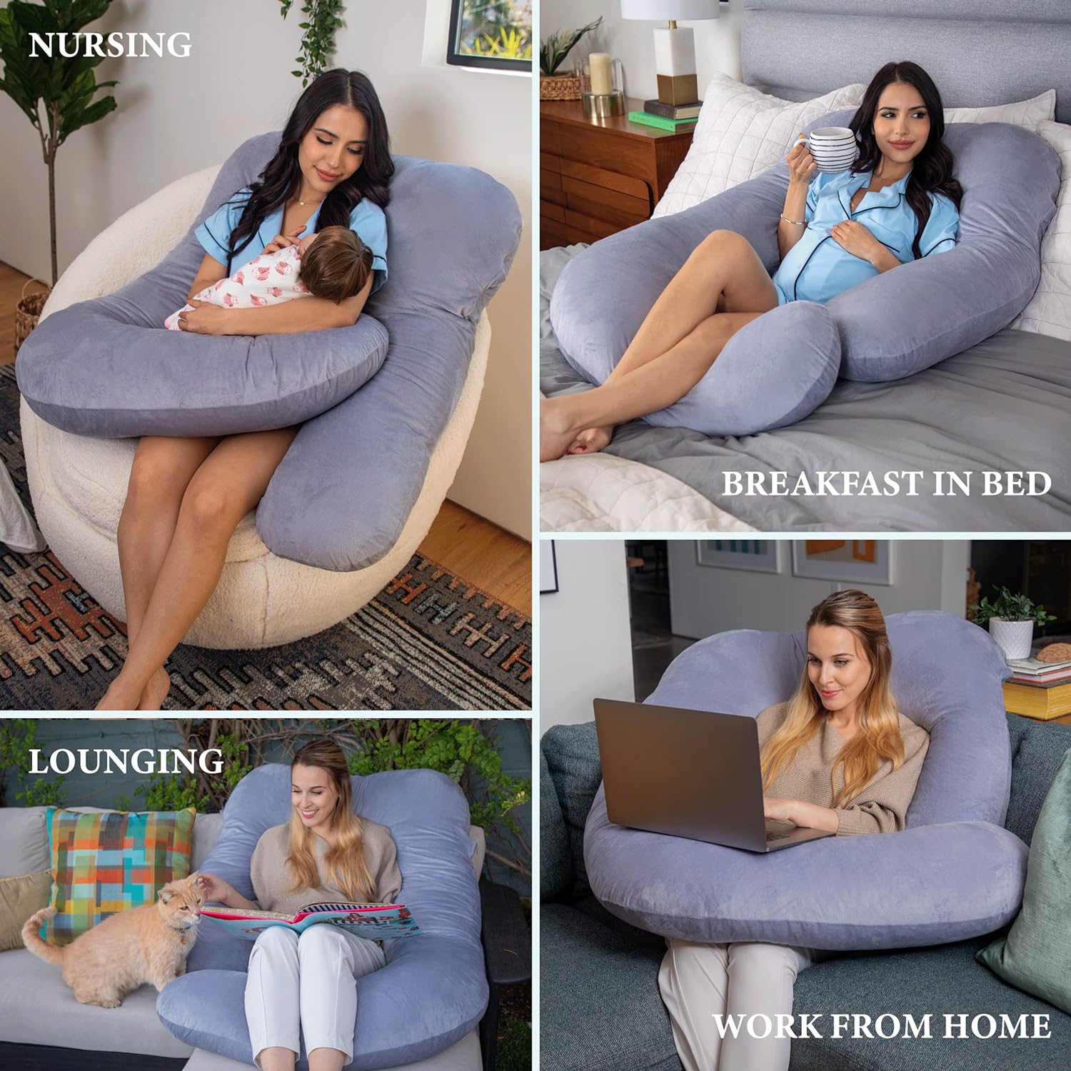Pharmedoc U-Shape Full Body Pregnancy Pillow - Grey