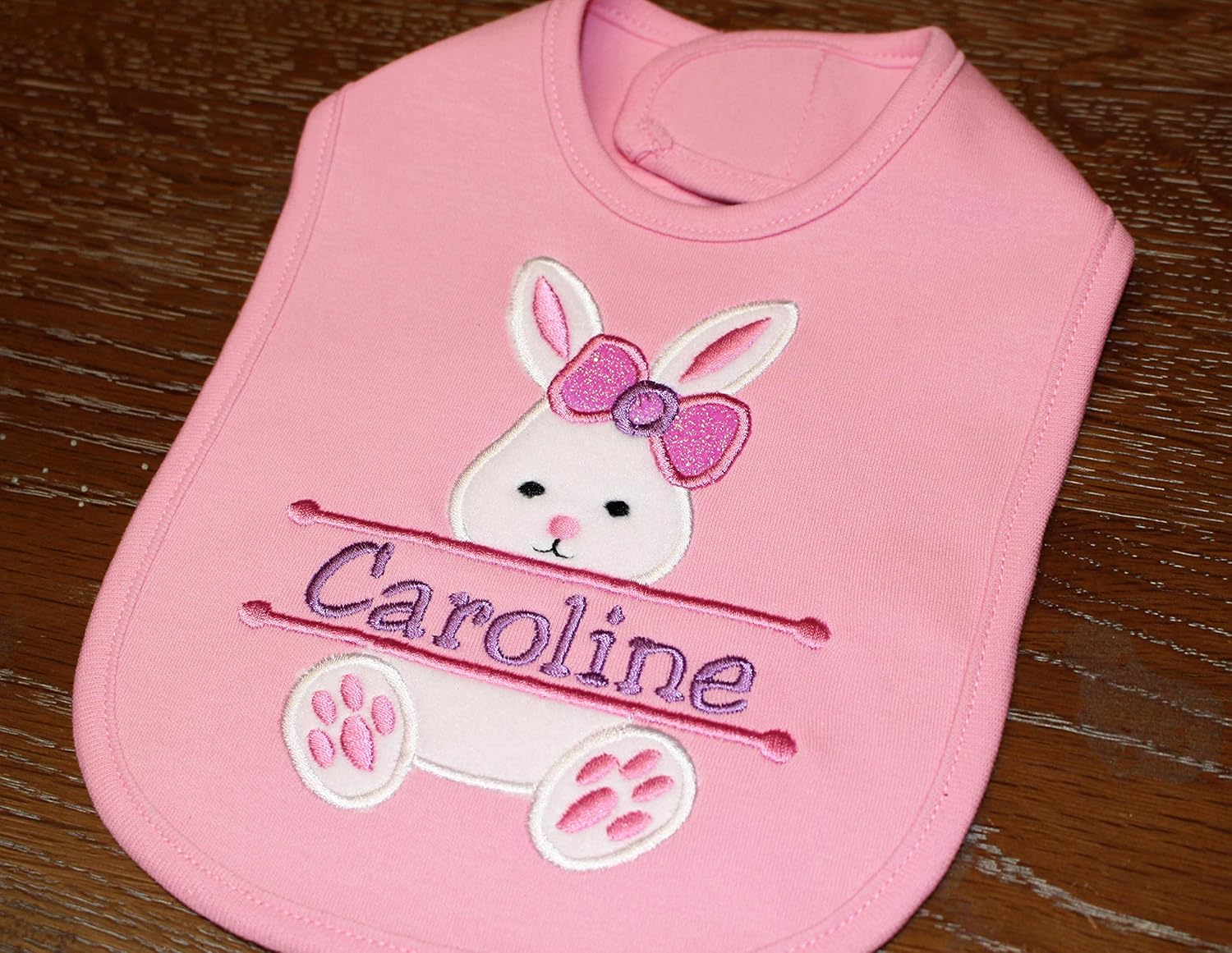 My1st Easter Bunny Bib for Baby Girl Personalized with Custom Name