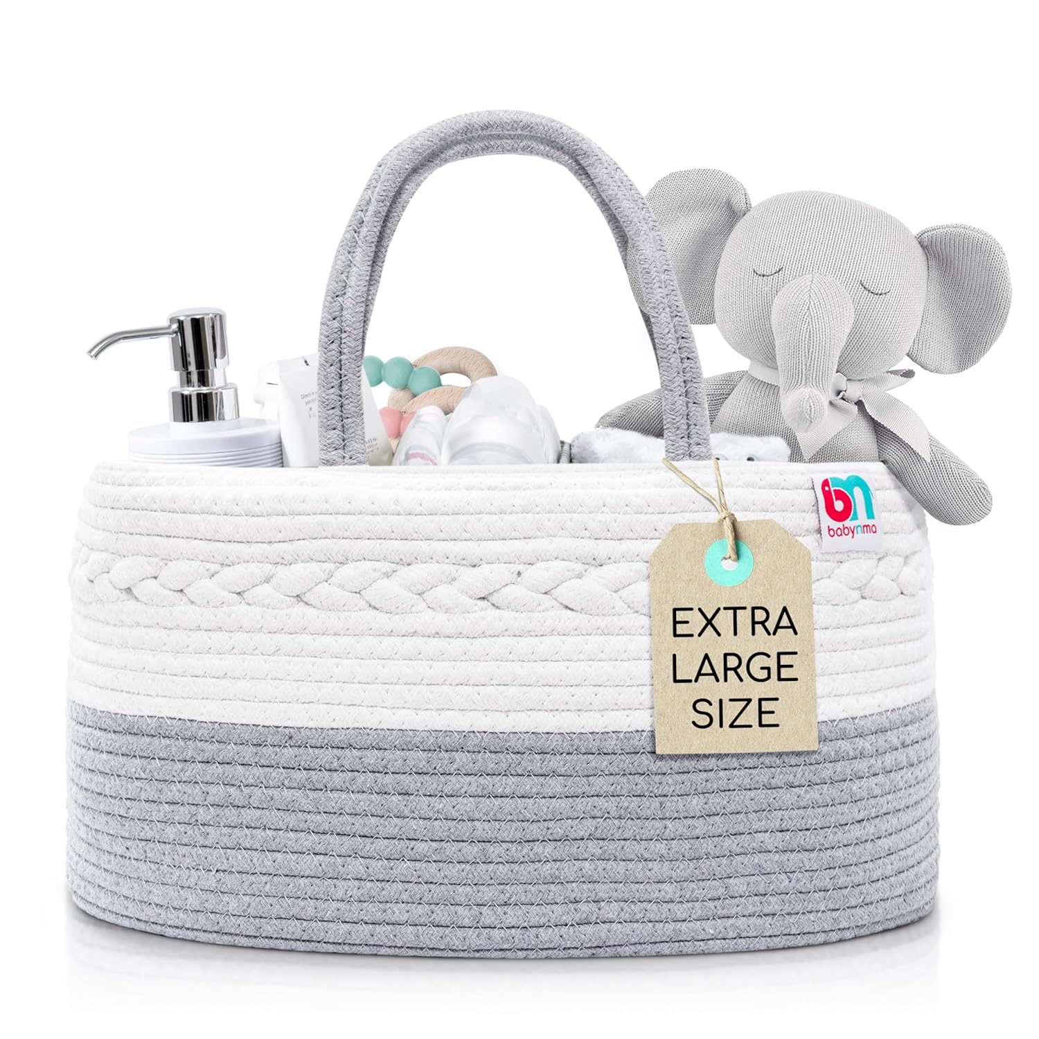 Babynma Rope Diaper Caddy - Gray Extra Large