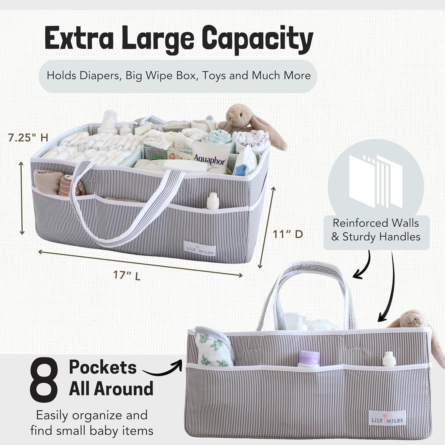 Lily Miles Extra Large Diaper Caddy Organizer