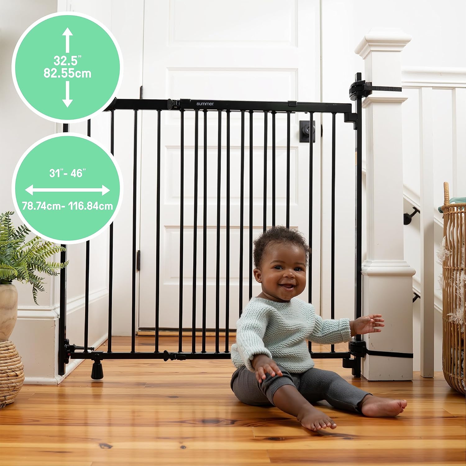 Summer Infant Metal Banister Stair Safety Gate 31-46 Wide 325 Tall Black