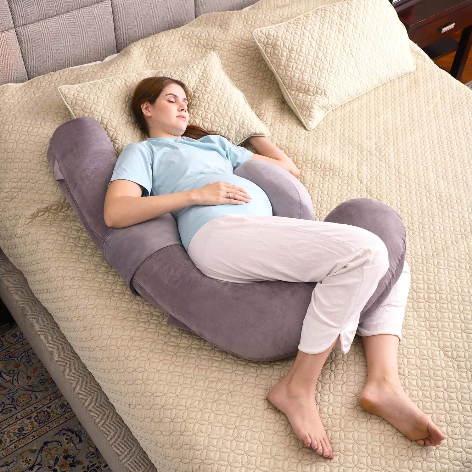 RELY F-Shaped Pregnancy Pillow Full Body Support