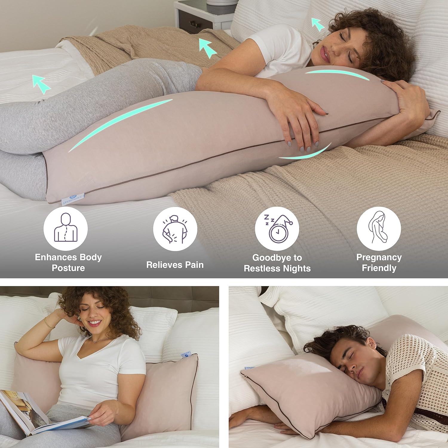 Pharmedoc Body Pillow for Adults with Memory Foam