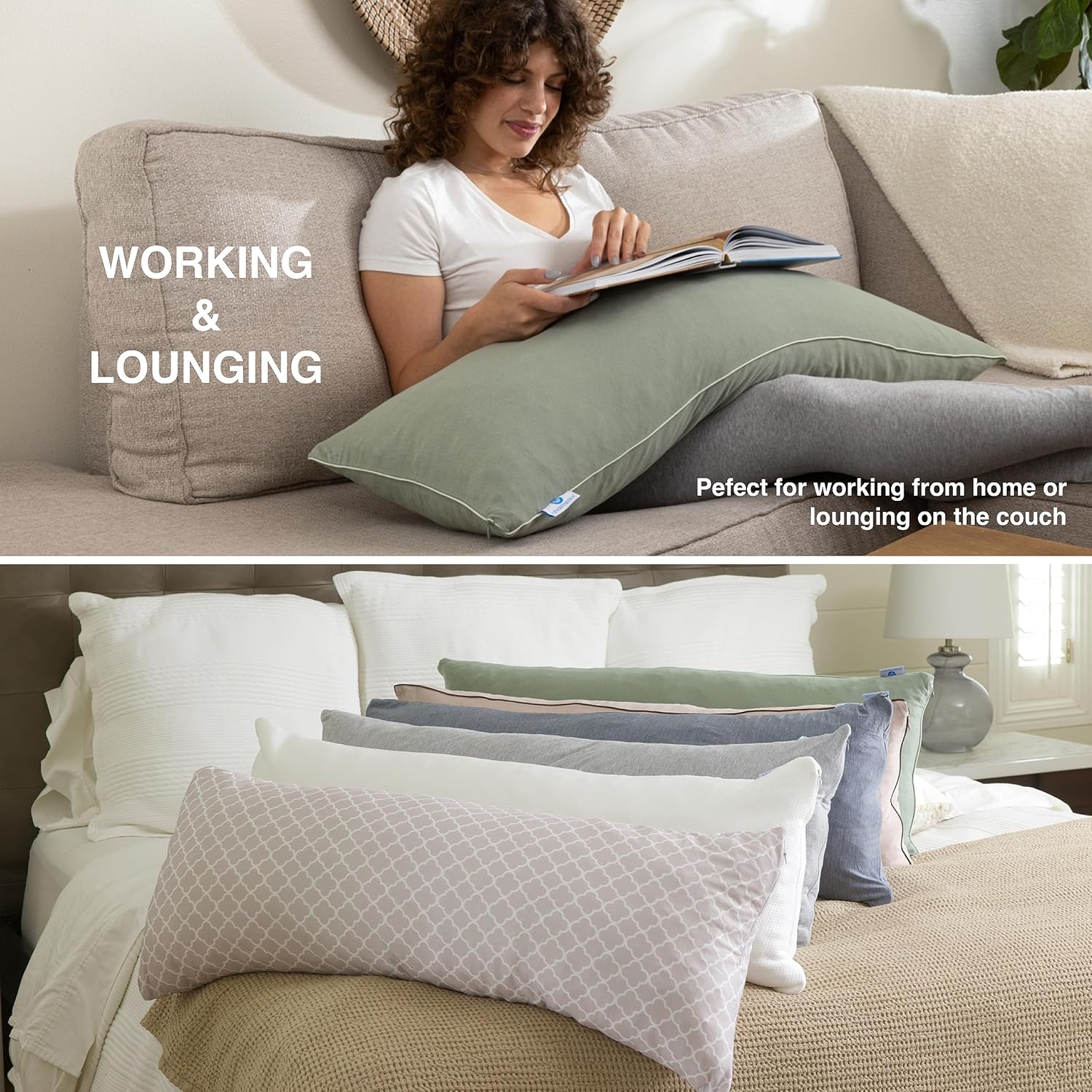 Pharmedoc Bear Hug Body Pillow with Memory Foam and Sage