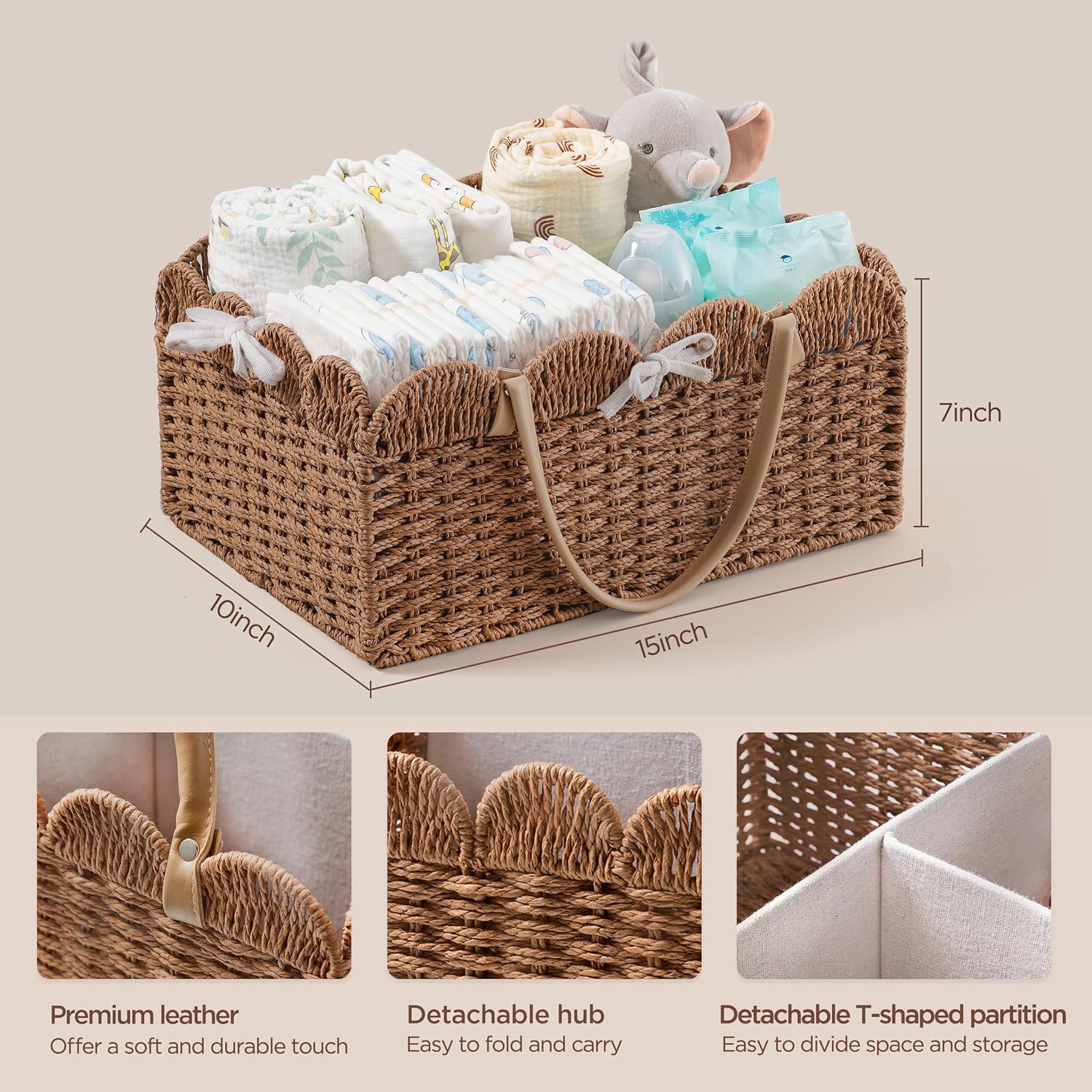 HBlife Large Baby Diaper Caddy with Removable Divider