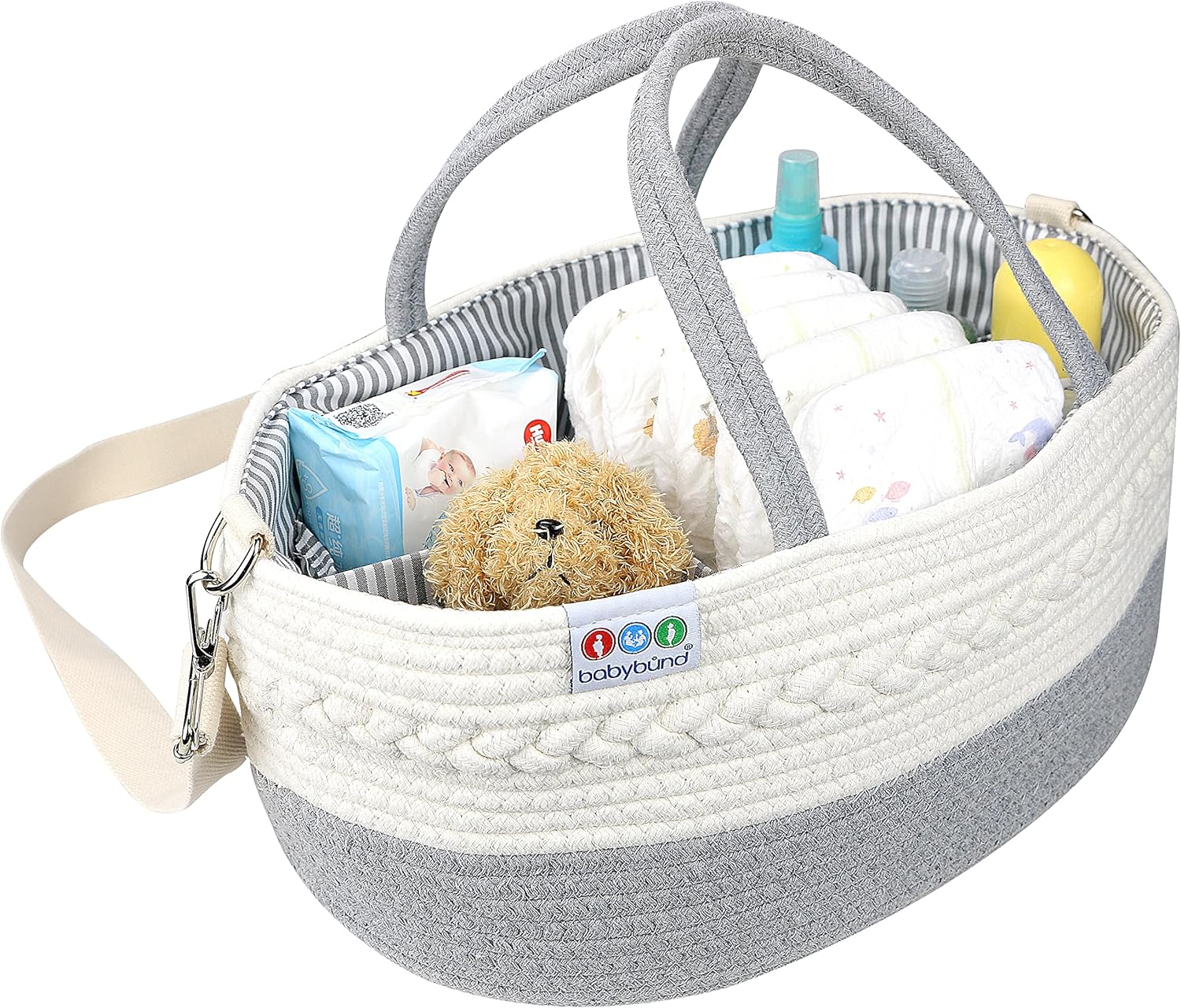 Extra Large Baby Diaper Caddy - Portable Cotton Nursery Basket