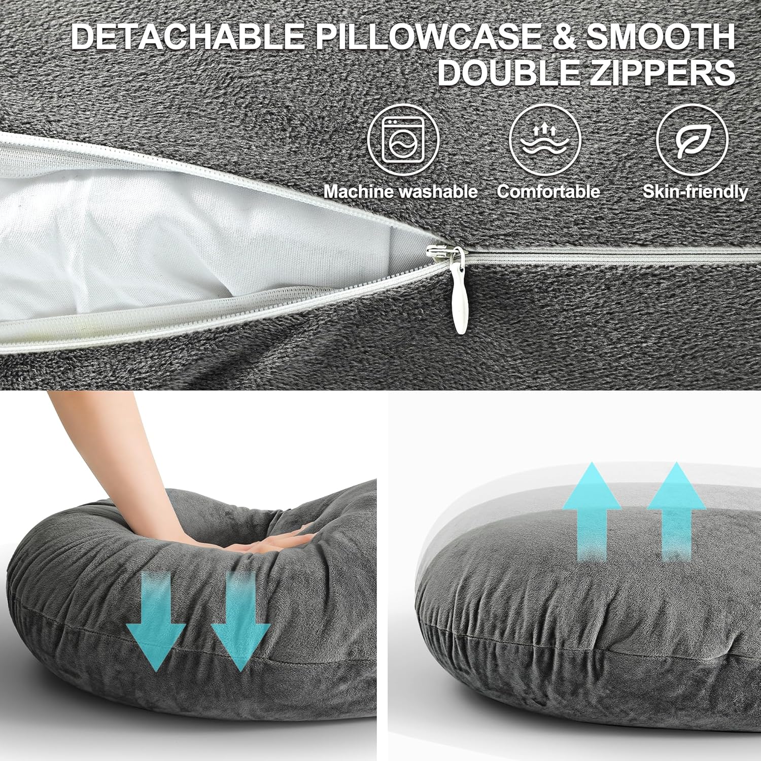 57 Inch J-Shaped Maternity Pillow for Side Sleepers 1