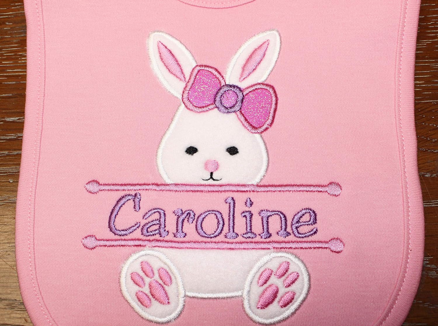 My1st Easter Bunny Bib for Baby Girl Personalized with Custom Name